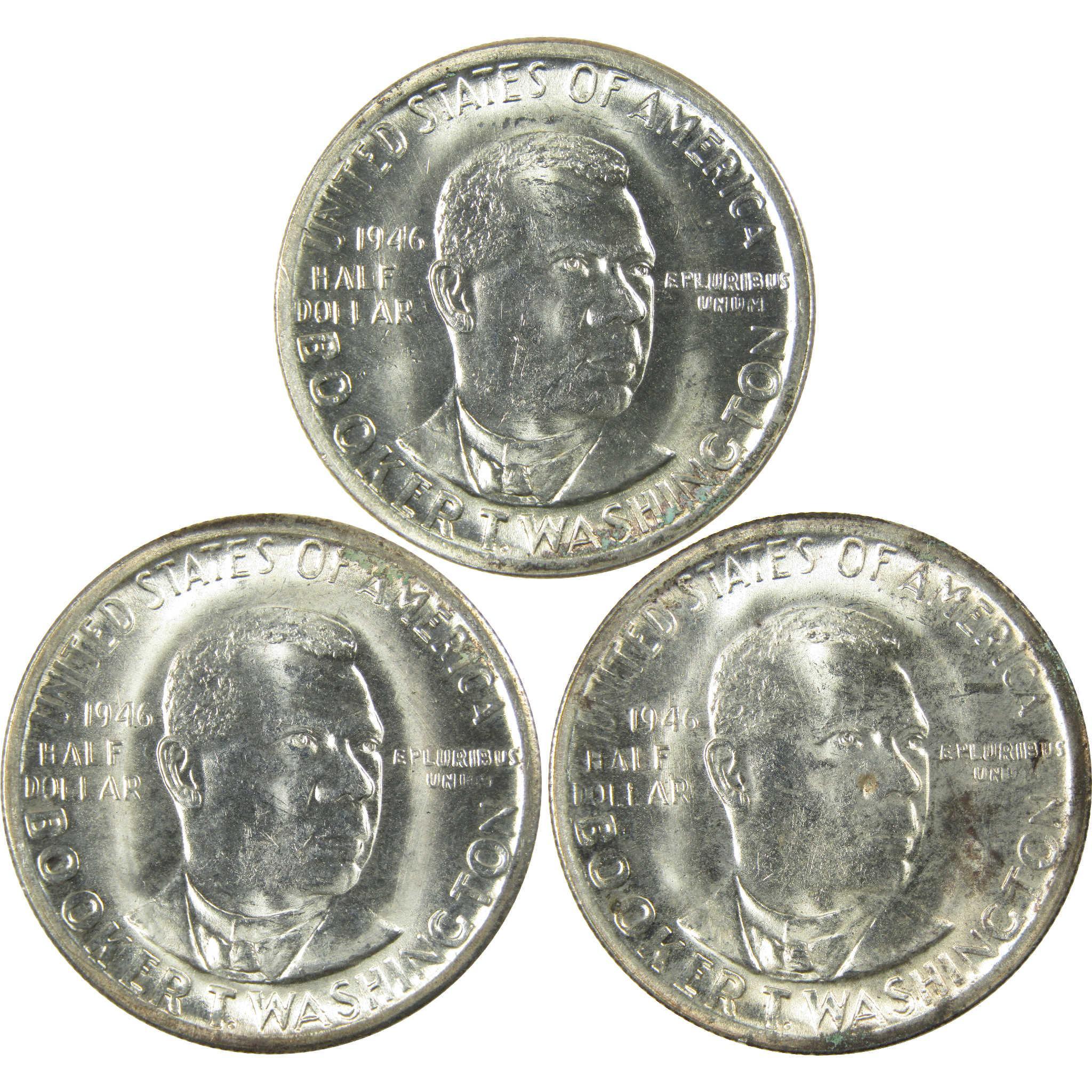 1946 PDS Booker T Washington 50C 3 Coin All Mint Set Uncirculated