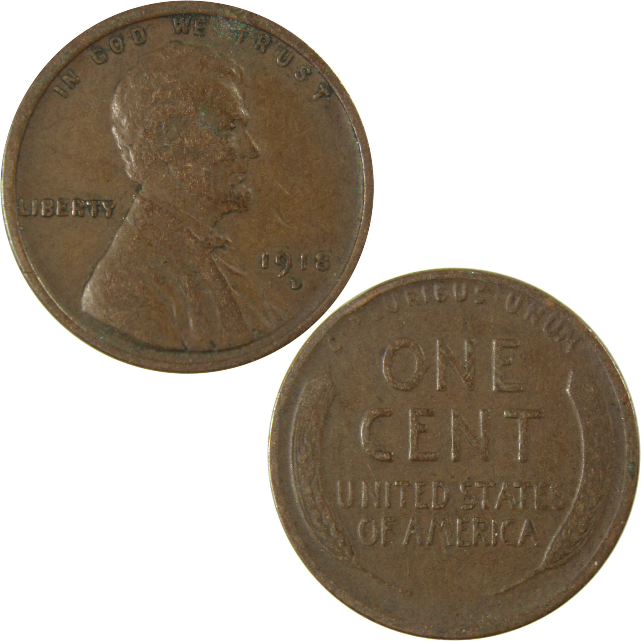 1918 D Lincoln Wheat Cent VF Very Fine Penny 1c Coin SKU:I25875