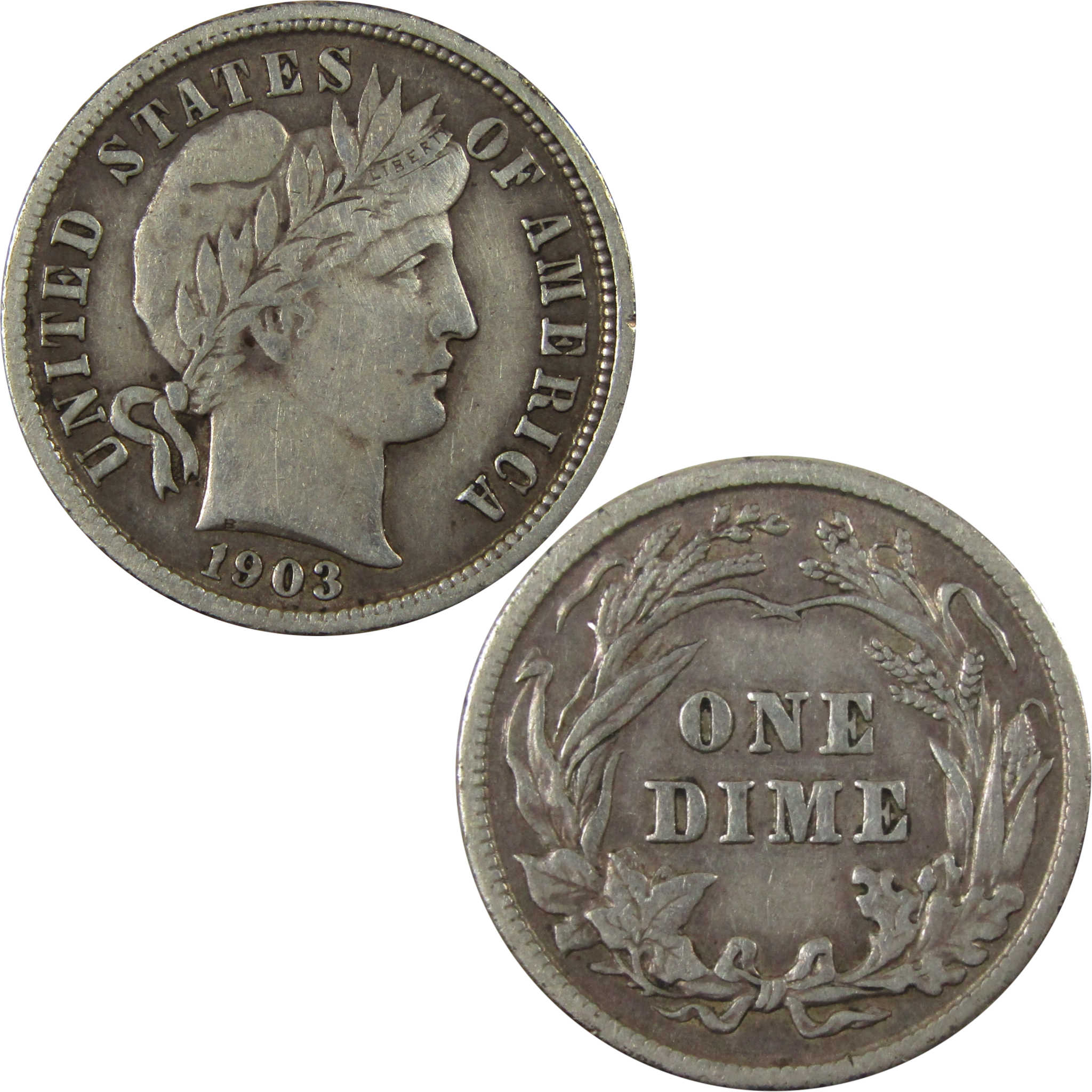 1903 Barber Silver Dime VF Very Fine Details 10c Coin SKU:CP1351