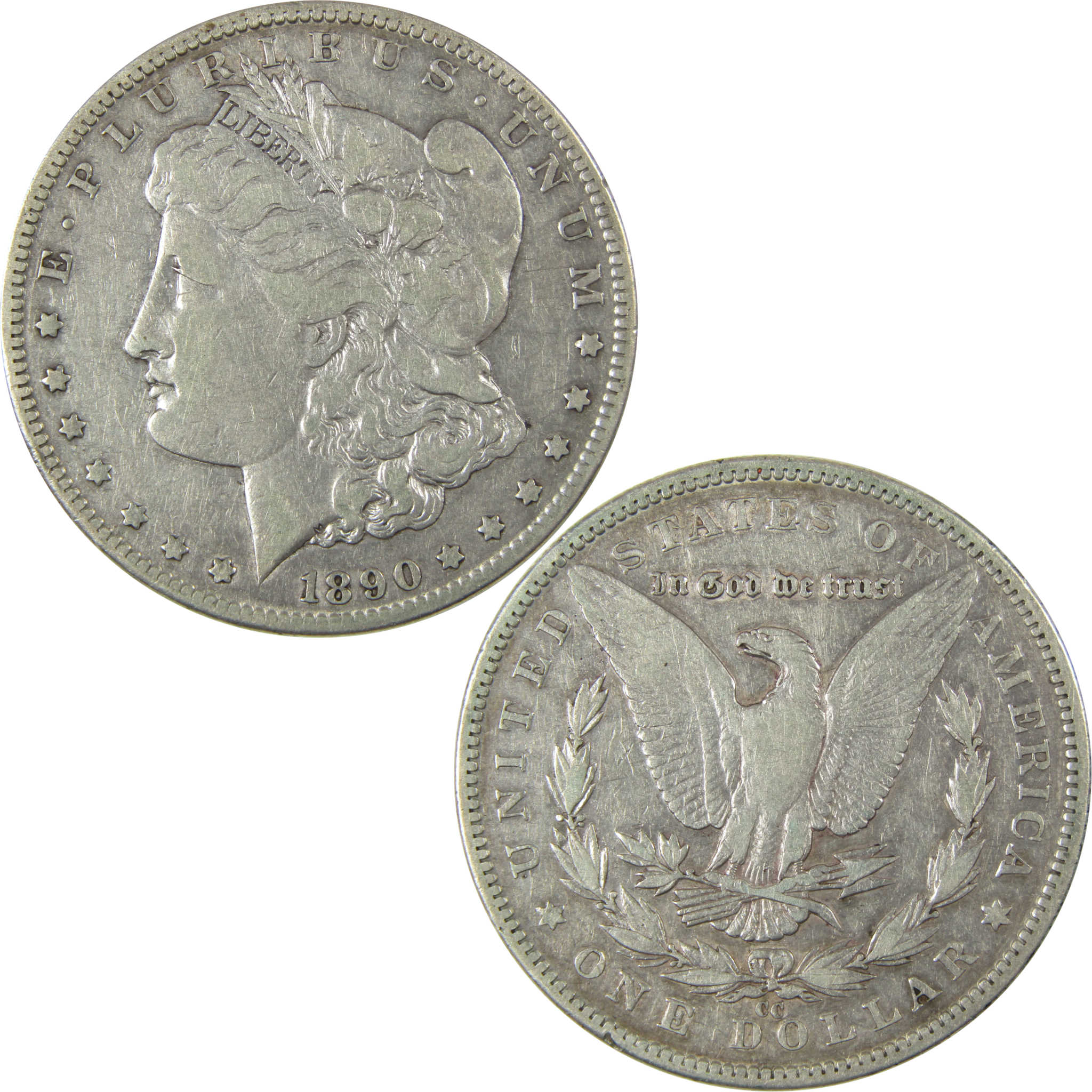 1890 CC Morgan Silver Dollar VF Very Fine Details $1 Coin SKU:CP959