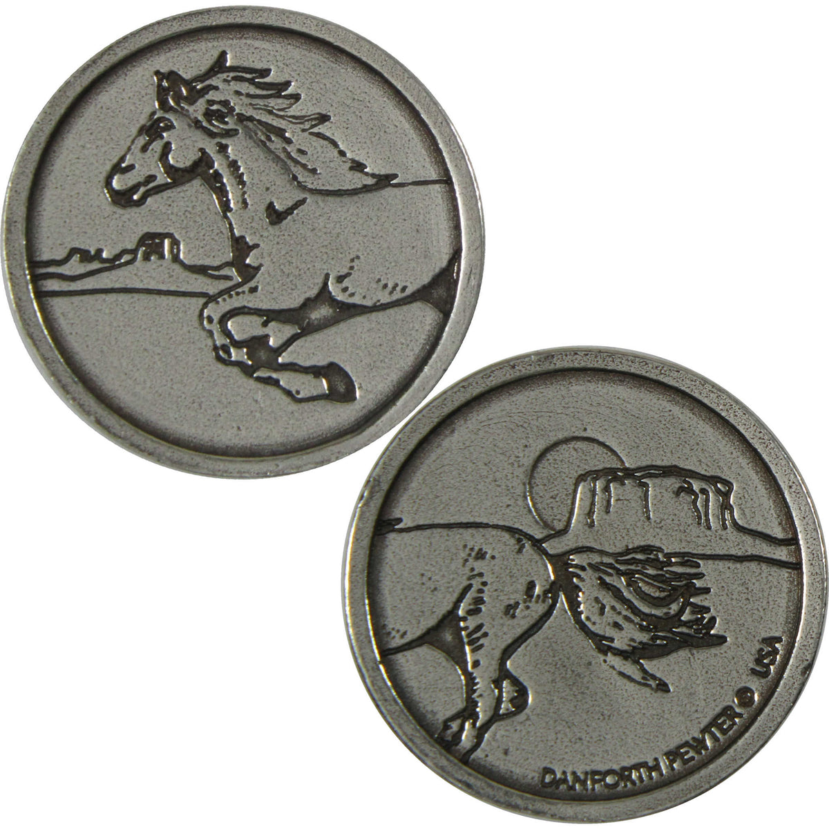 Horse Heads & Tails Pewter Pocket Coin