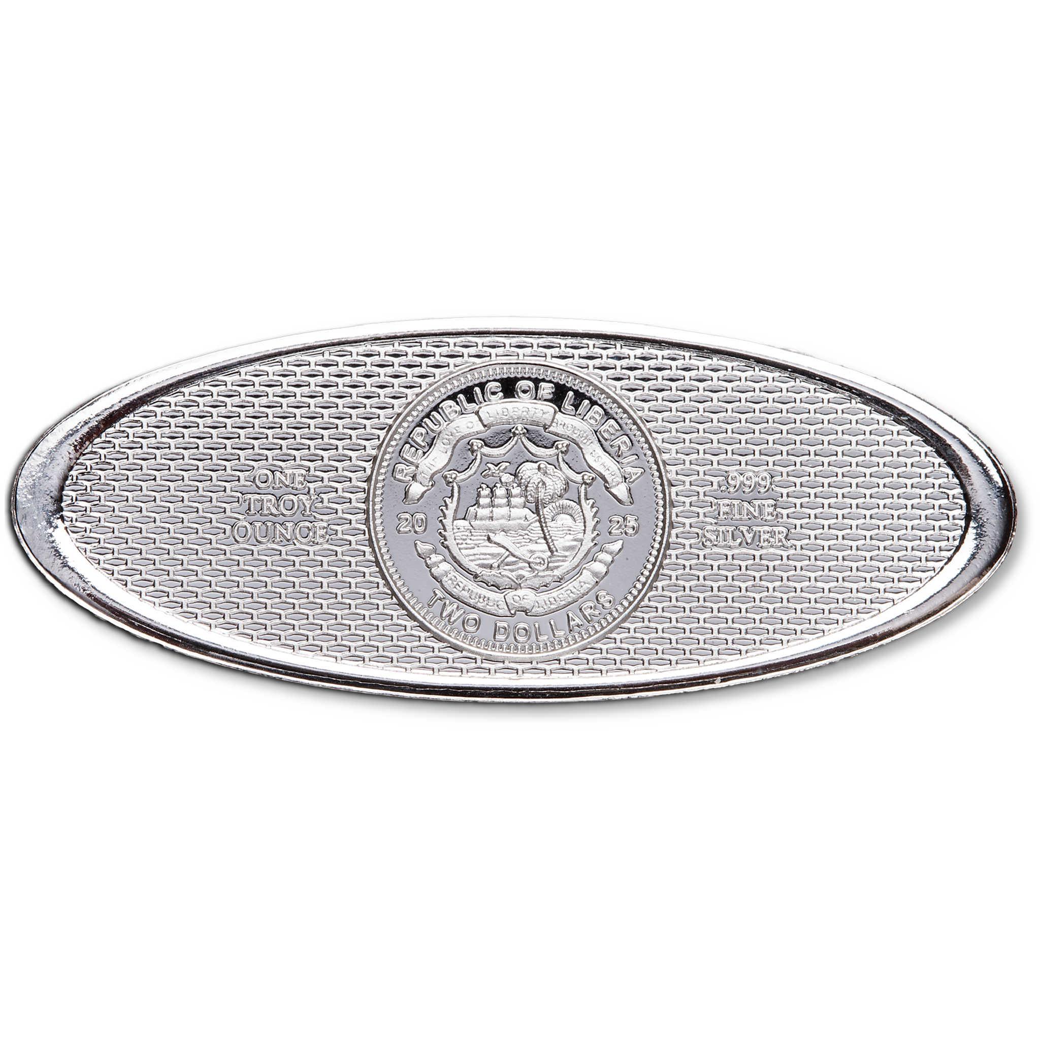 2025 Liberia Ford Emblem Logo Oval-Shaped 1 oz .999 Silver $2 Coin