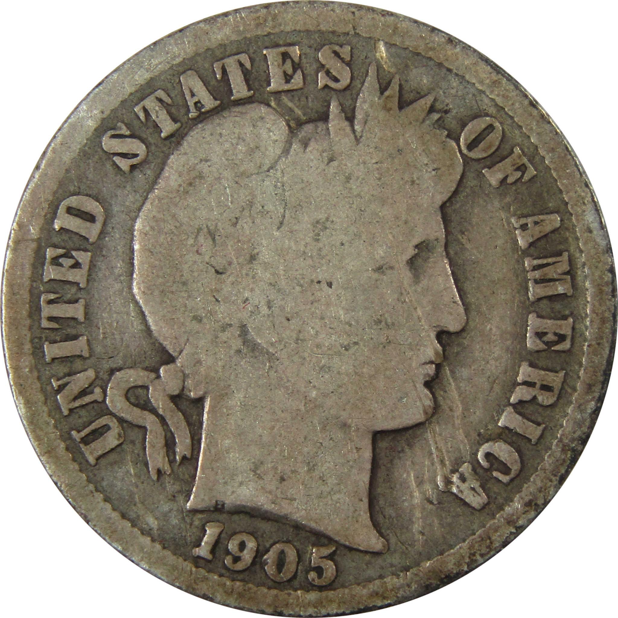 1905 O Micro O Barber Silver Dime G Good Details 10c Coin SKU:I26614