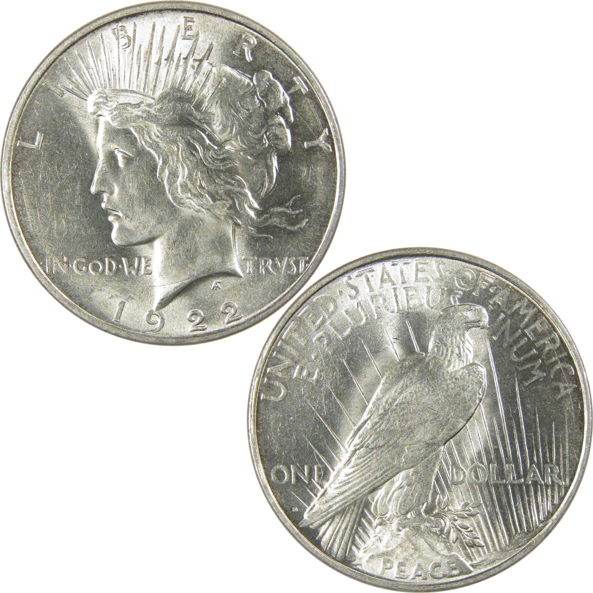 1922 D Peace Dollar Borderline Uncirculated Silver $1 Coin