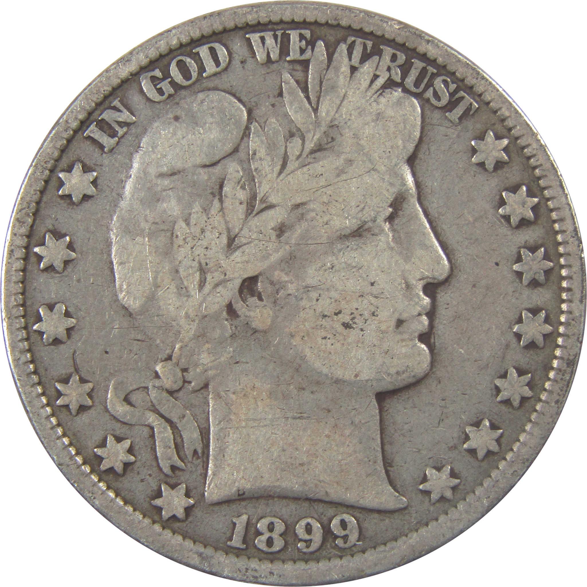 1899 Barber Silver Half Dollar VG Very Good 50c Coin SKU:I24666