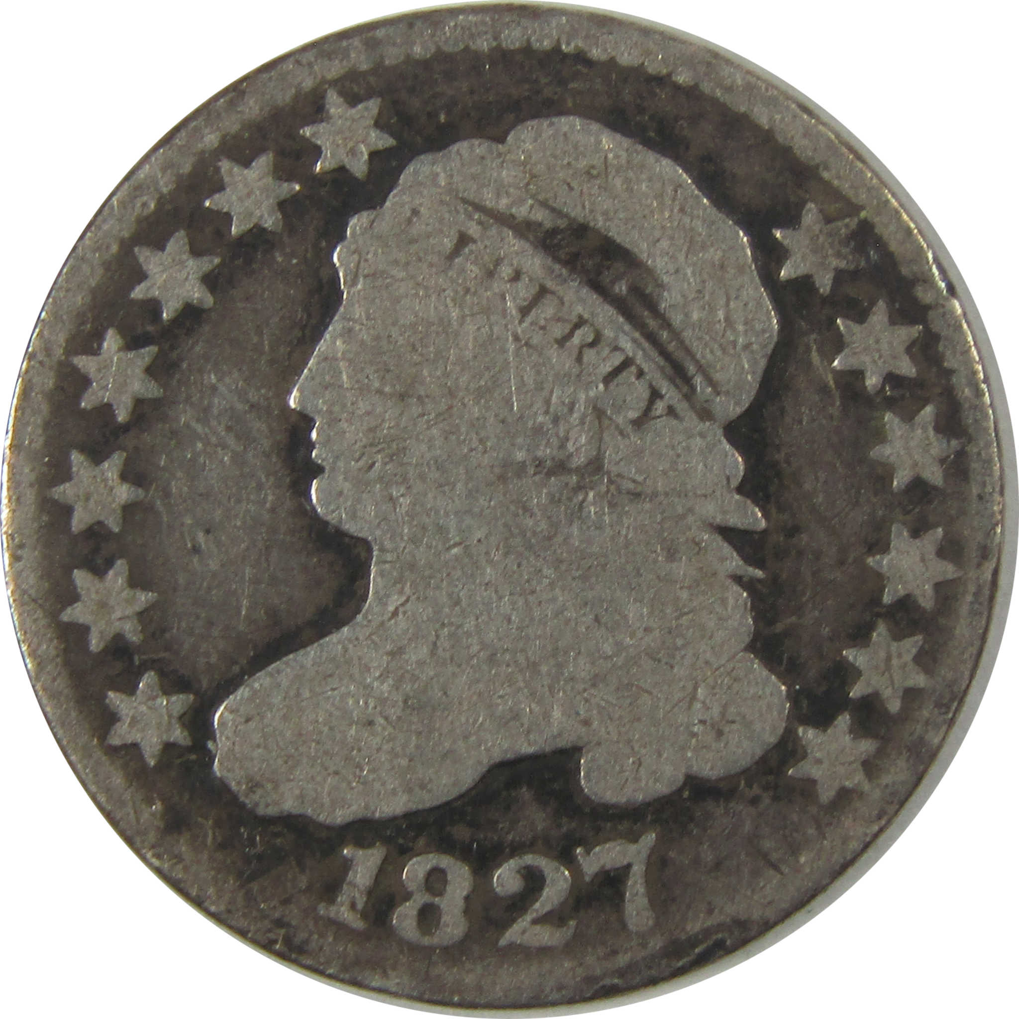 1827 Pointed Top Capped Bust Dime G Good Silver 10c Coin SKU:I19982