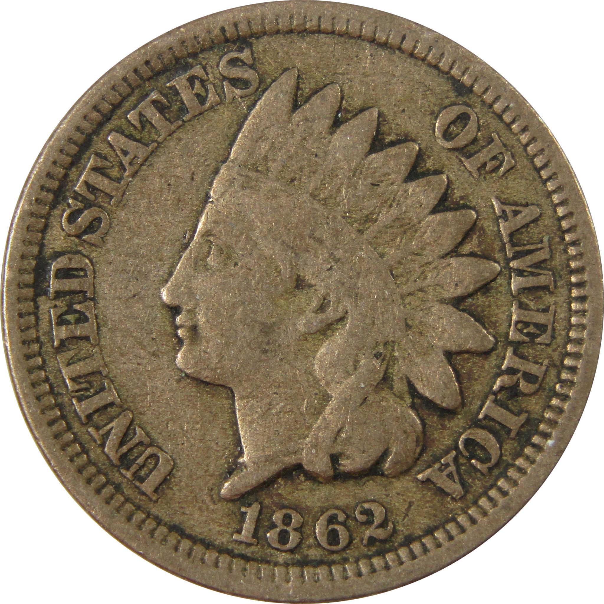 1862 Indian Head Cent VG Very Good Details Penny 1c Coin SKU:CP1241