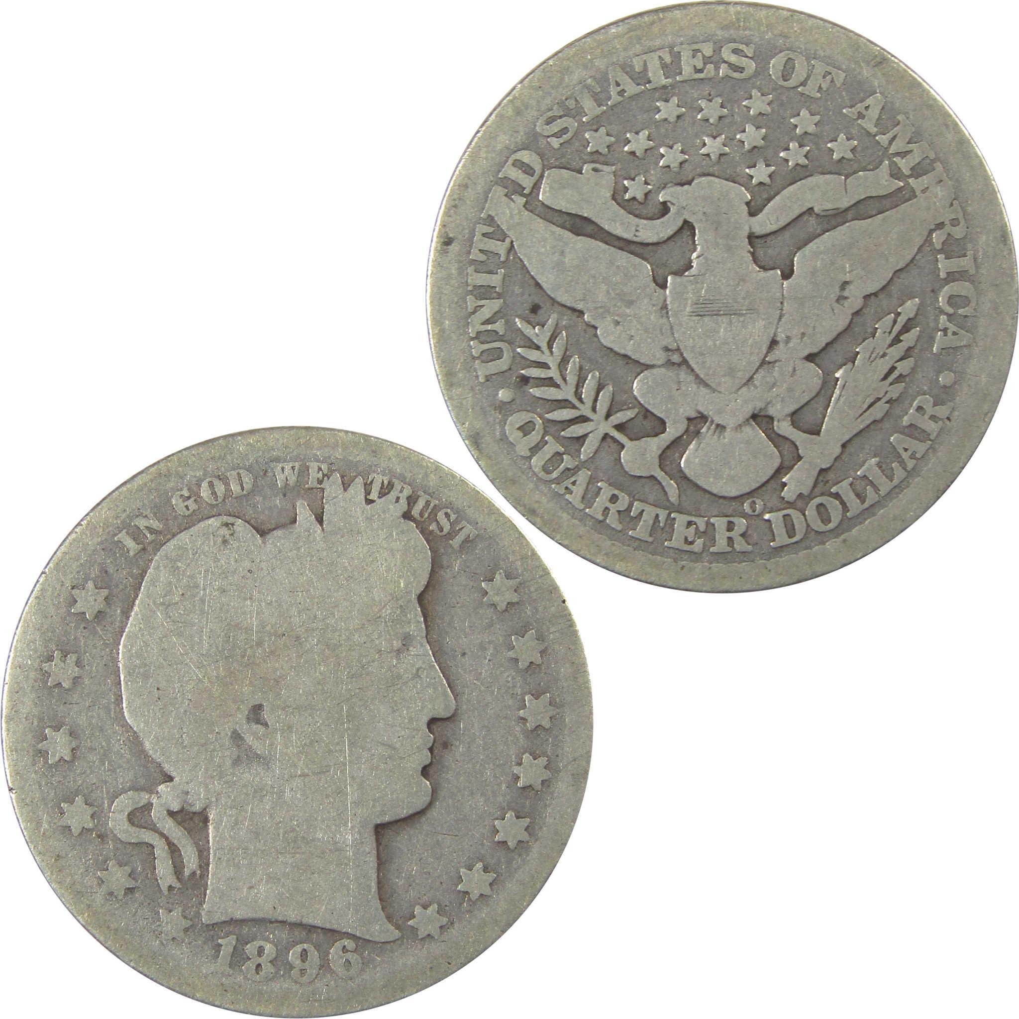 1896 O Barber Quarter AG About Good Silver 25c Coin SKU:I21871