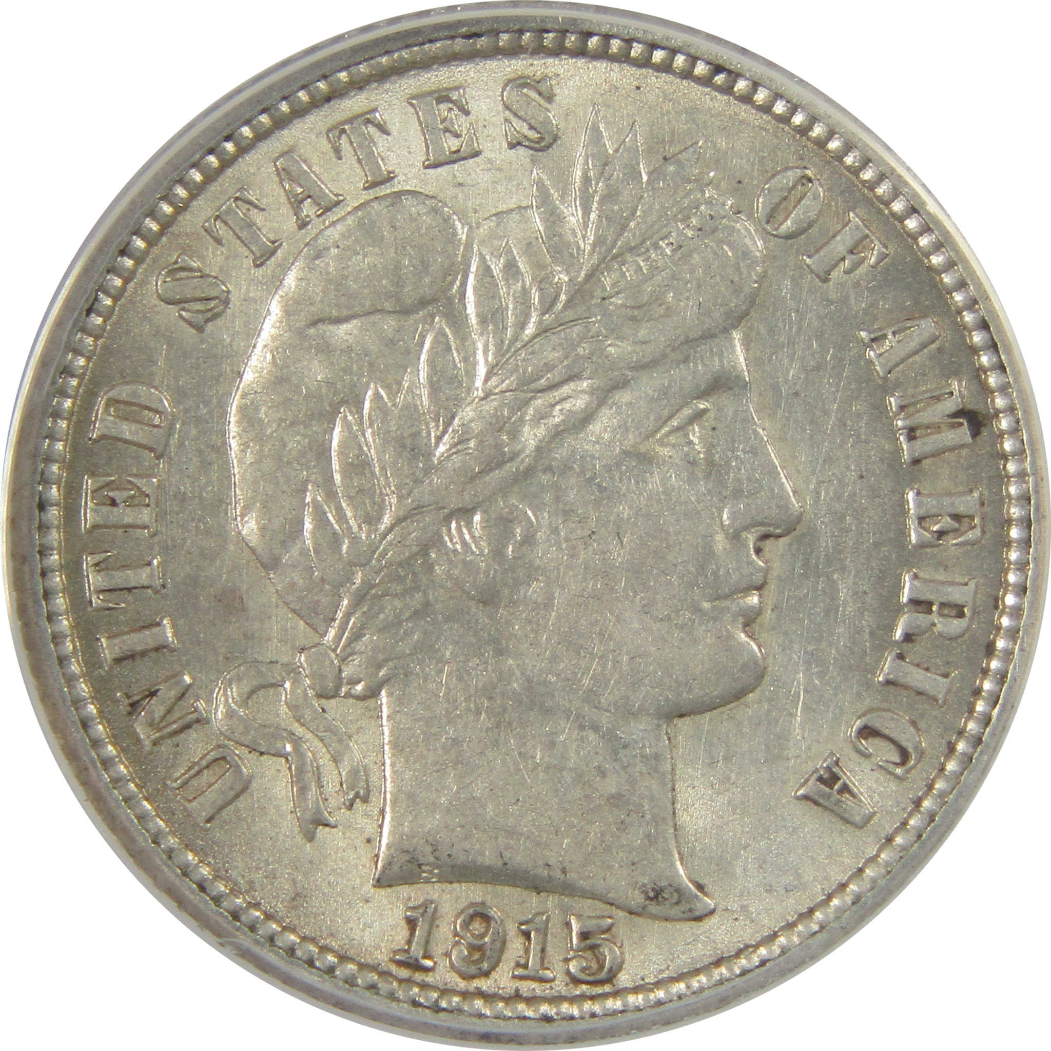 1915 Barber Dime AU 58 ANACS Silver 10c Coin SKU:I22223