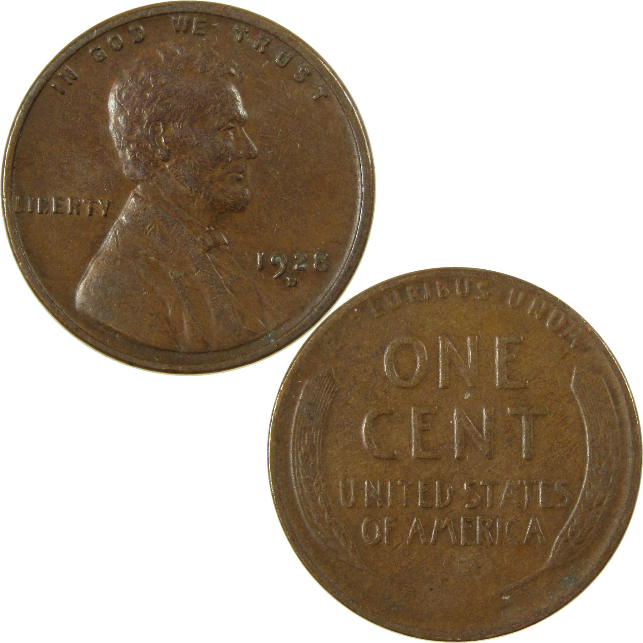 1928 D Lincoln Wheat Cent VF Very Fine Penny 1c Coin SKU:I27588