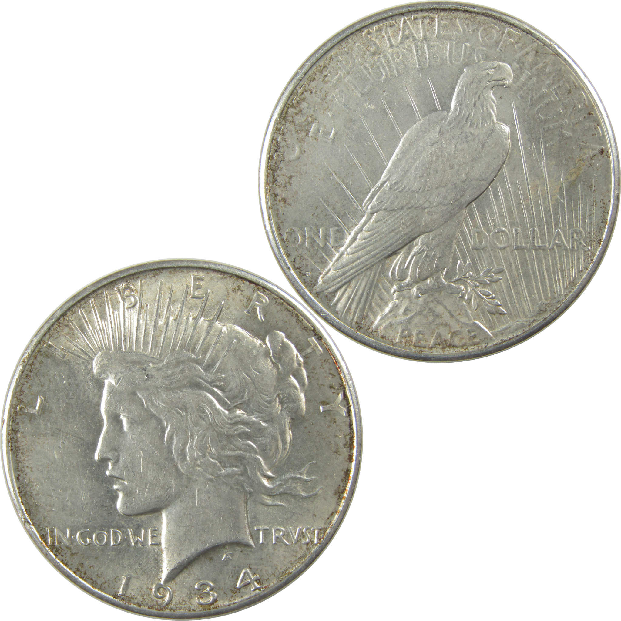 1934 D Peace Dollar Borderline Uncirculated Silver $1 Coin SKU:I22461