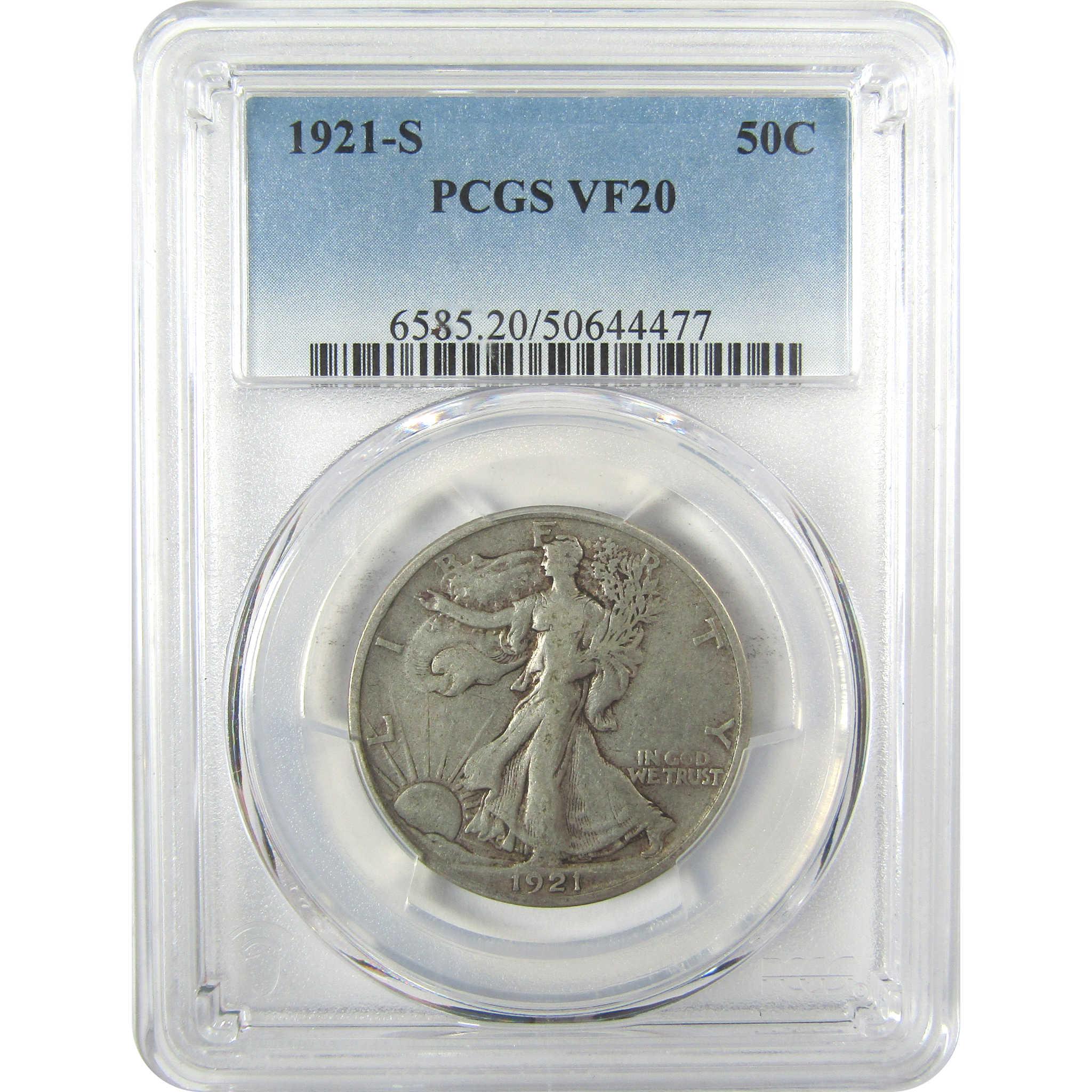 1921 S Liberty Walking Half Dollar VF 20 PCGS Silver SKU:I19619