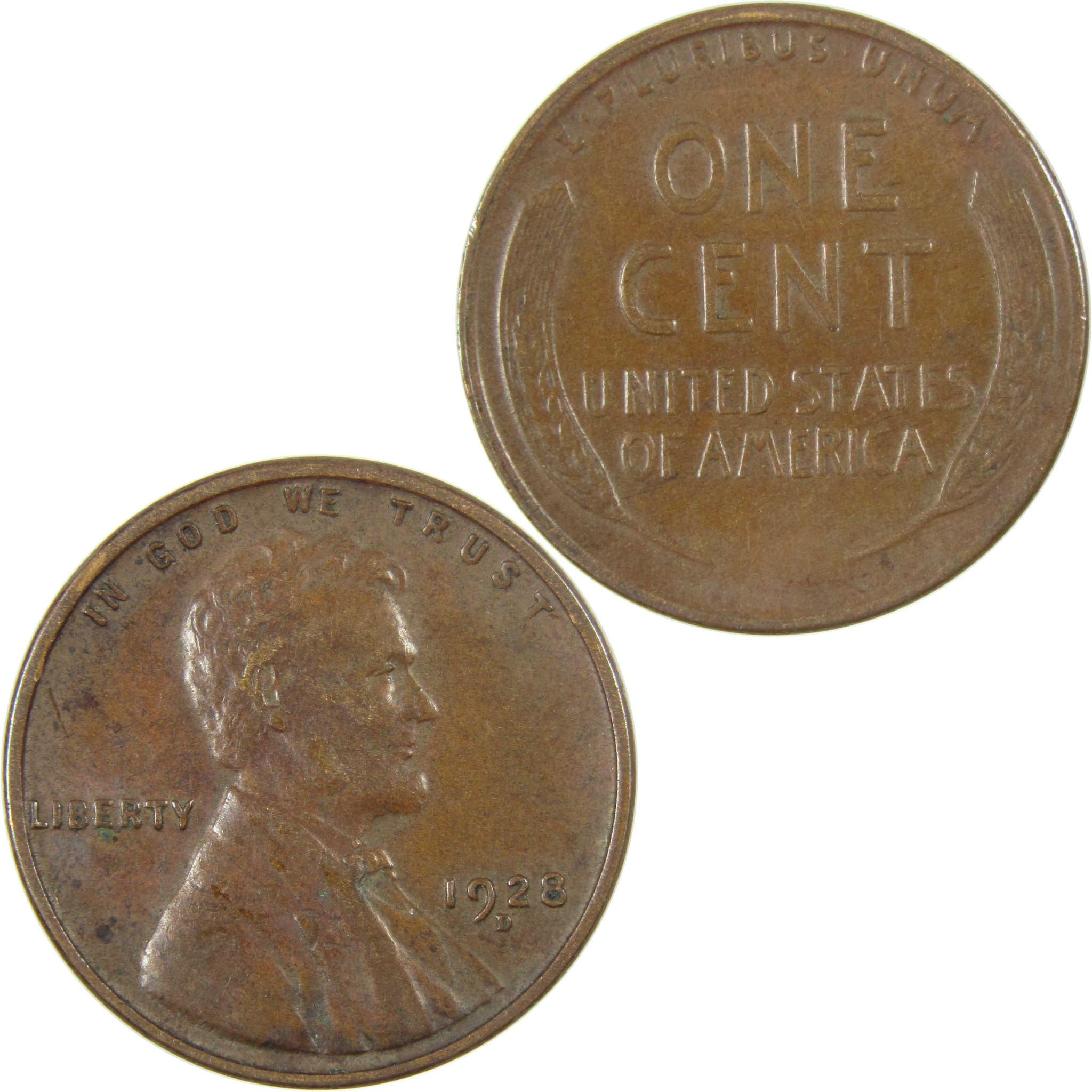 1928 D Lincoln Wheat Cent VF Very Fine Penny 1c Coin SKU:I27630