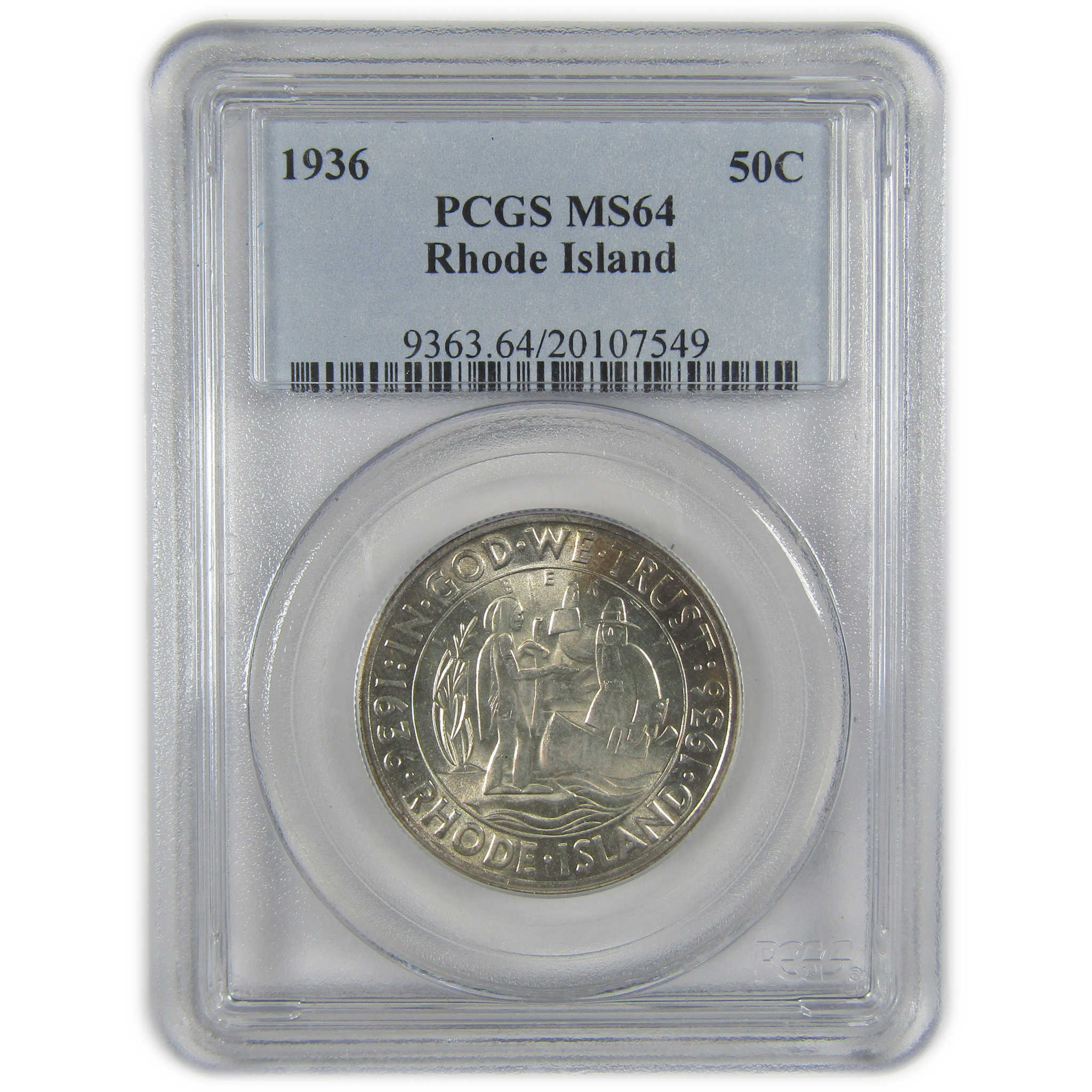 1936 Providence Rhode Island Commemorative Silver 50c MS 64 PCGS