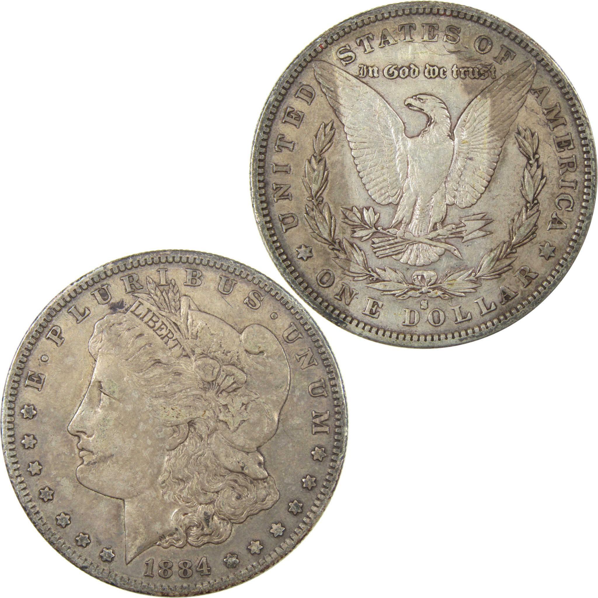 1884 S Morgan Silver Dollar VF Very Fine $1 Coin SKU:I24747 - Morgan coin - Morgan silver dollar - Morgan silver dollar for sale - Profile Coins & Collectibles