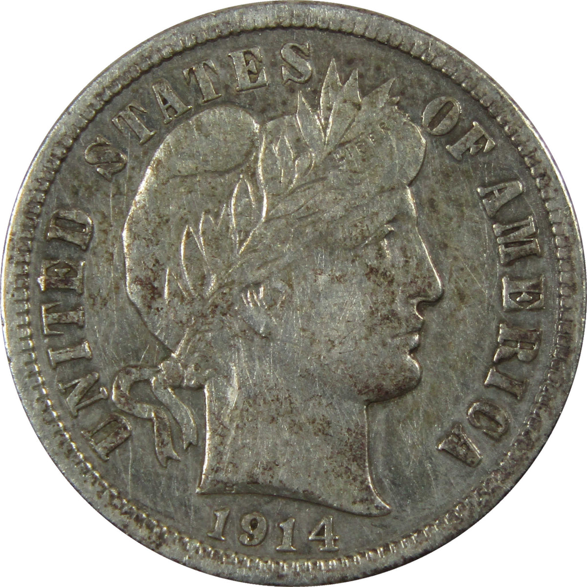 1914 Barber Silver Dime XF EF Extremely Fine Details Coin SKU:I28619