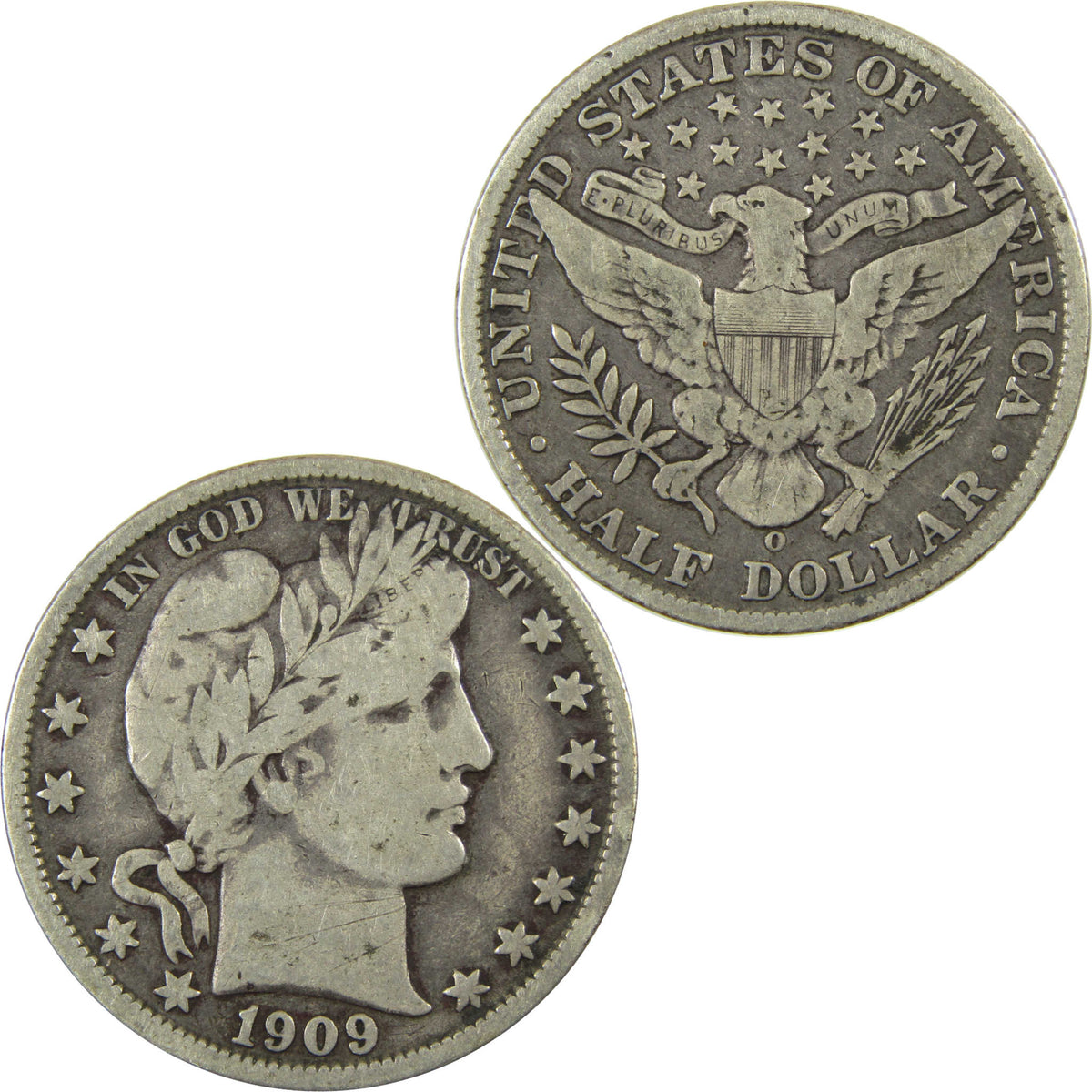 1909 O Barber Silver Half Dollar F Fine 50c Coin SKU:CP1746