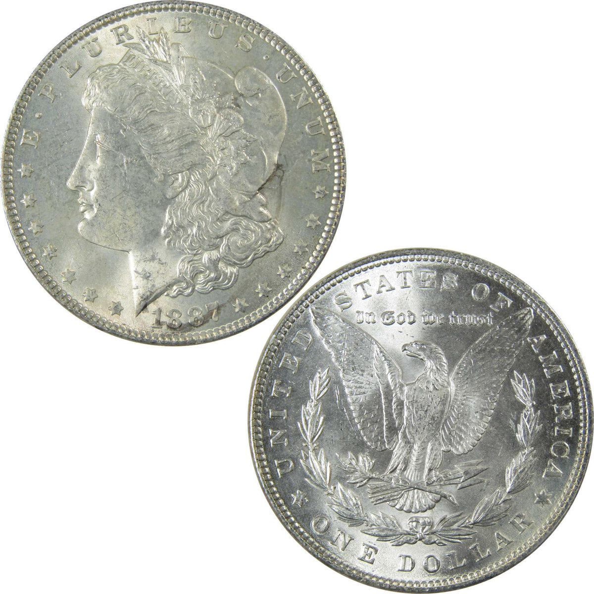 1887 Morgan Silver Dollar Uncirculated Mint State $1 Coin SKU:CP673 - Morgan coin - Morgan silver dollar - Morgan silver dollar for sale - Profile Coins & Collectibles