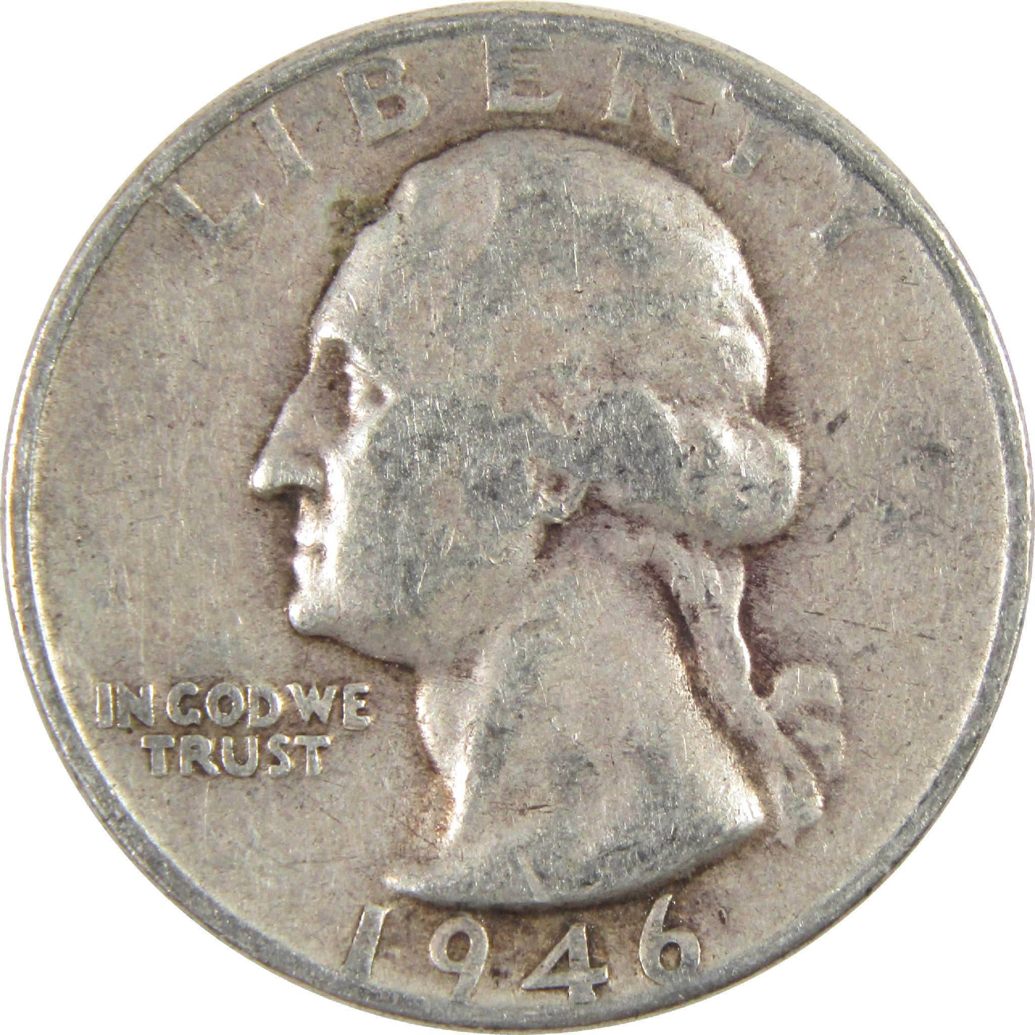 1946 D Washington Quarter Circulated Silver 25c Coin Collectible