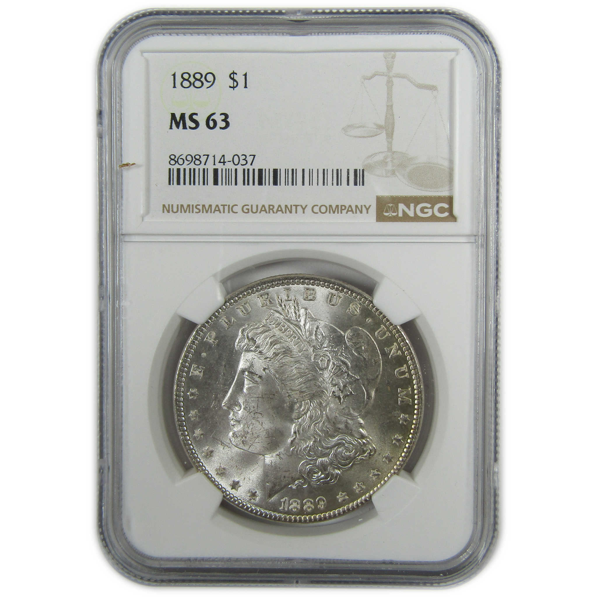 1889 Morgan Silver Dollar MS 63 NGC Uncirculated $1 Coin SKU:I27890