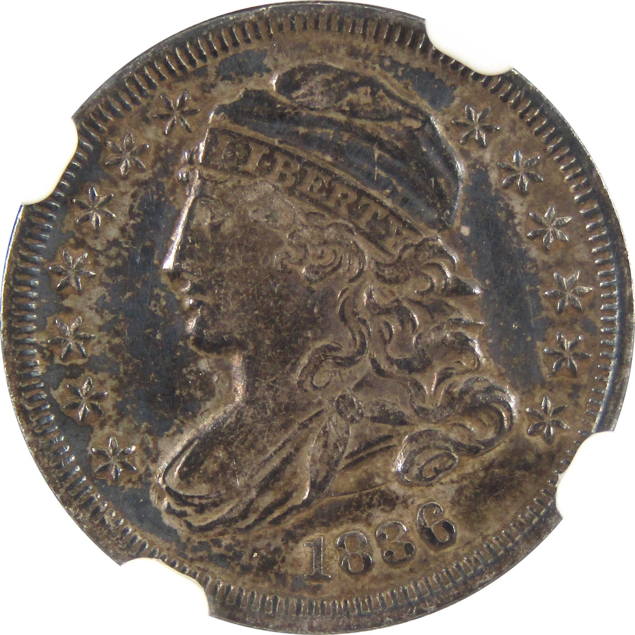1836 Capped Bust Dime AU Details NGC 89.24% Silver 10c SKU:I11093
