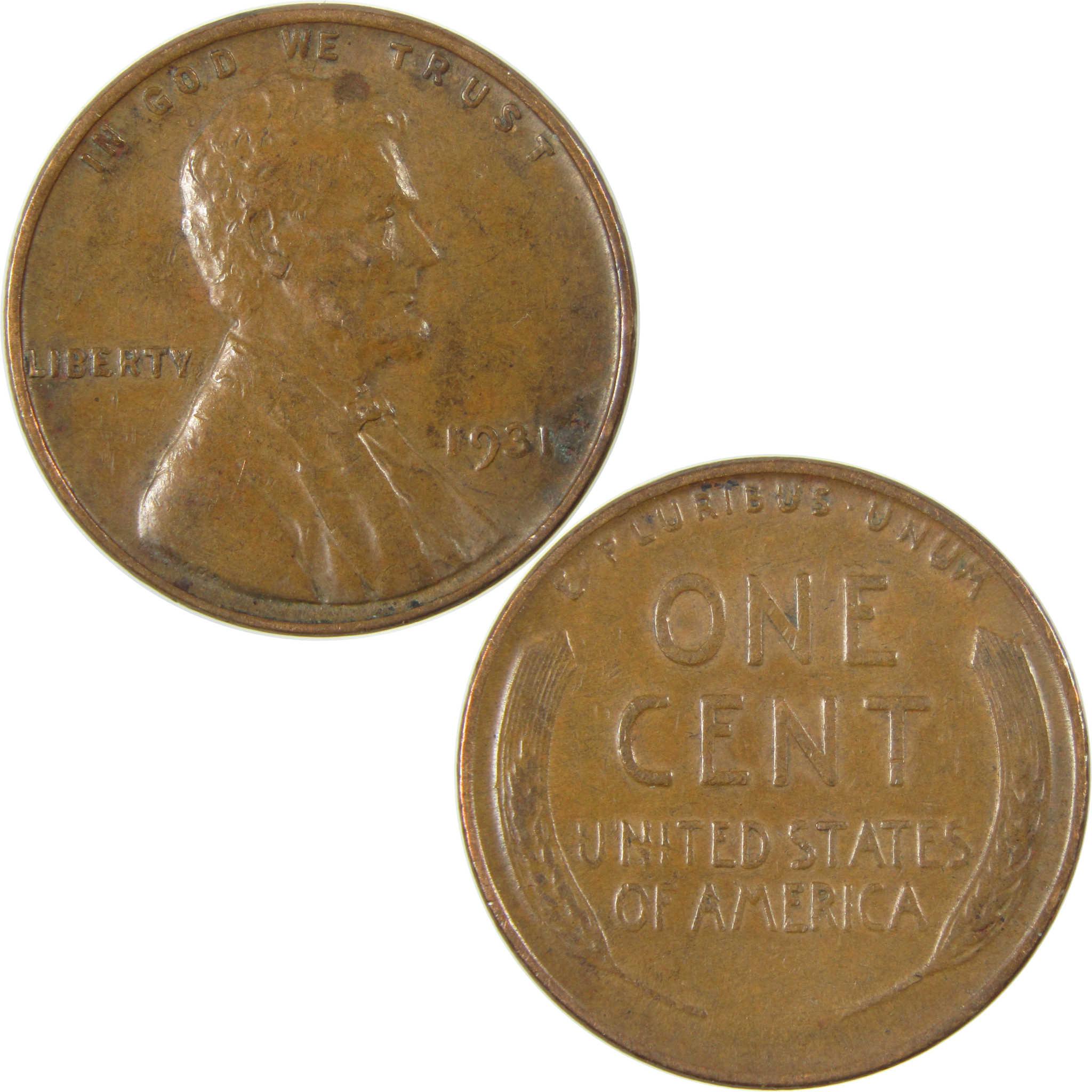 1931 Lincoln Wheat Cent XF EF Extremely Fine Penny 1c Coin SKU:I27288
