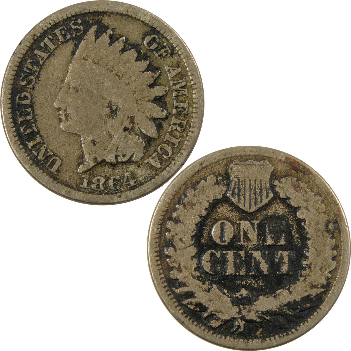 1864 Indian Head Copper-Nickel Cent G Good Penny 1c Coin SKU:CP1121