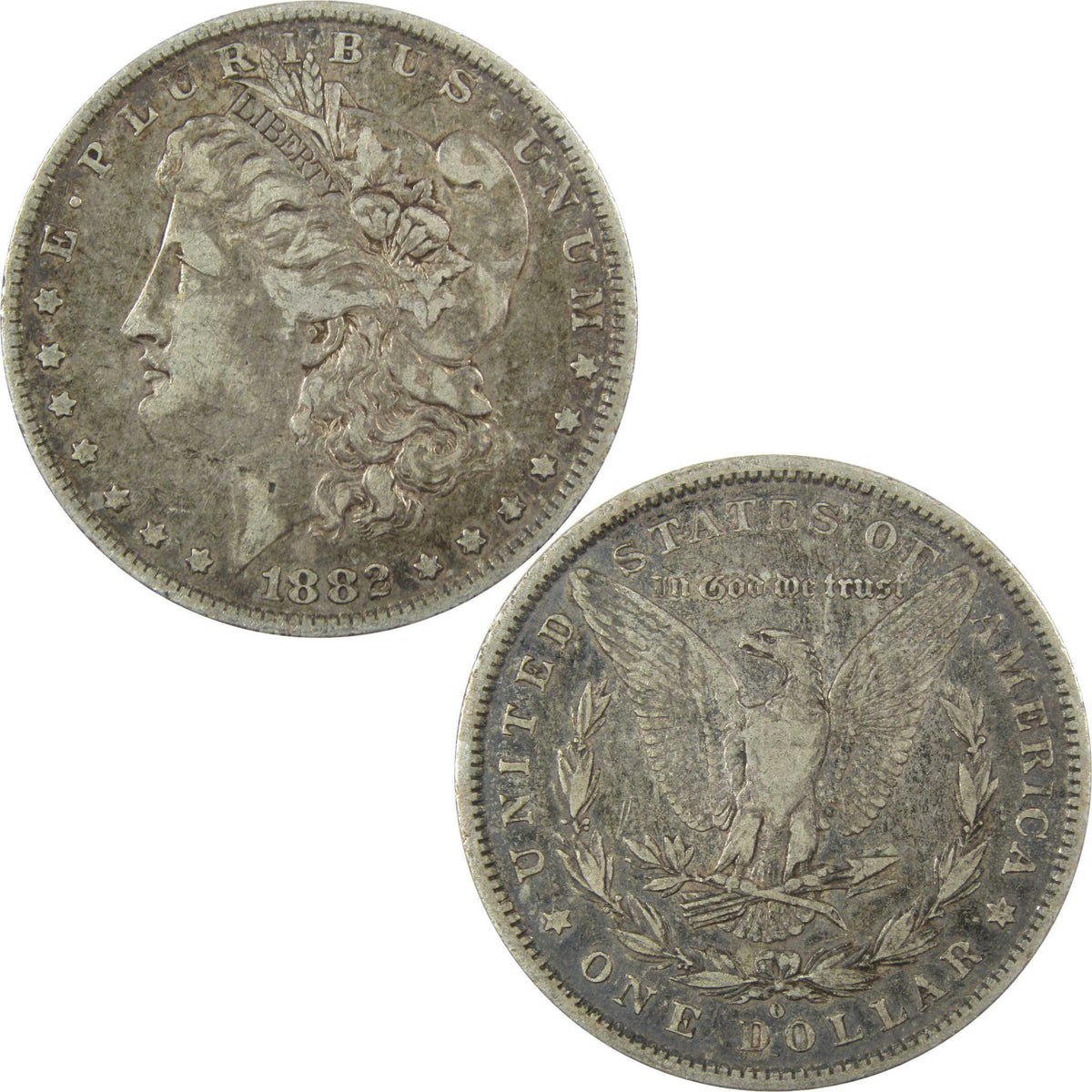 1882 O/S Morgan Silver Dollar VF Very Fine $1 Coin SKU:I25367 - Morgan coin - Morgan silver dollar - Morgan silver dollar for sale - Profile Coins & Collectibles