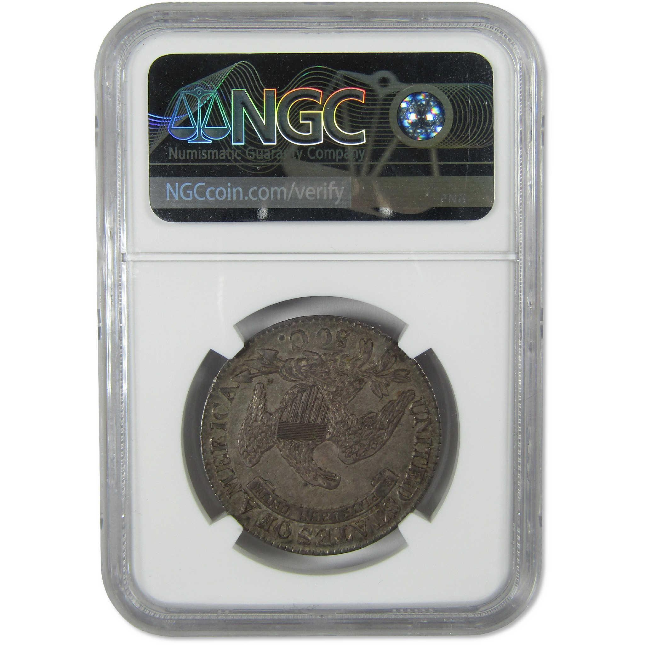 1827 Square Base 2 Capped Bust Silver Half Dollar AU 58 NGC 50c Coin