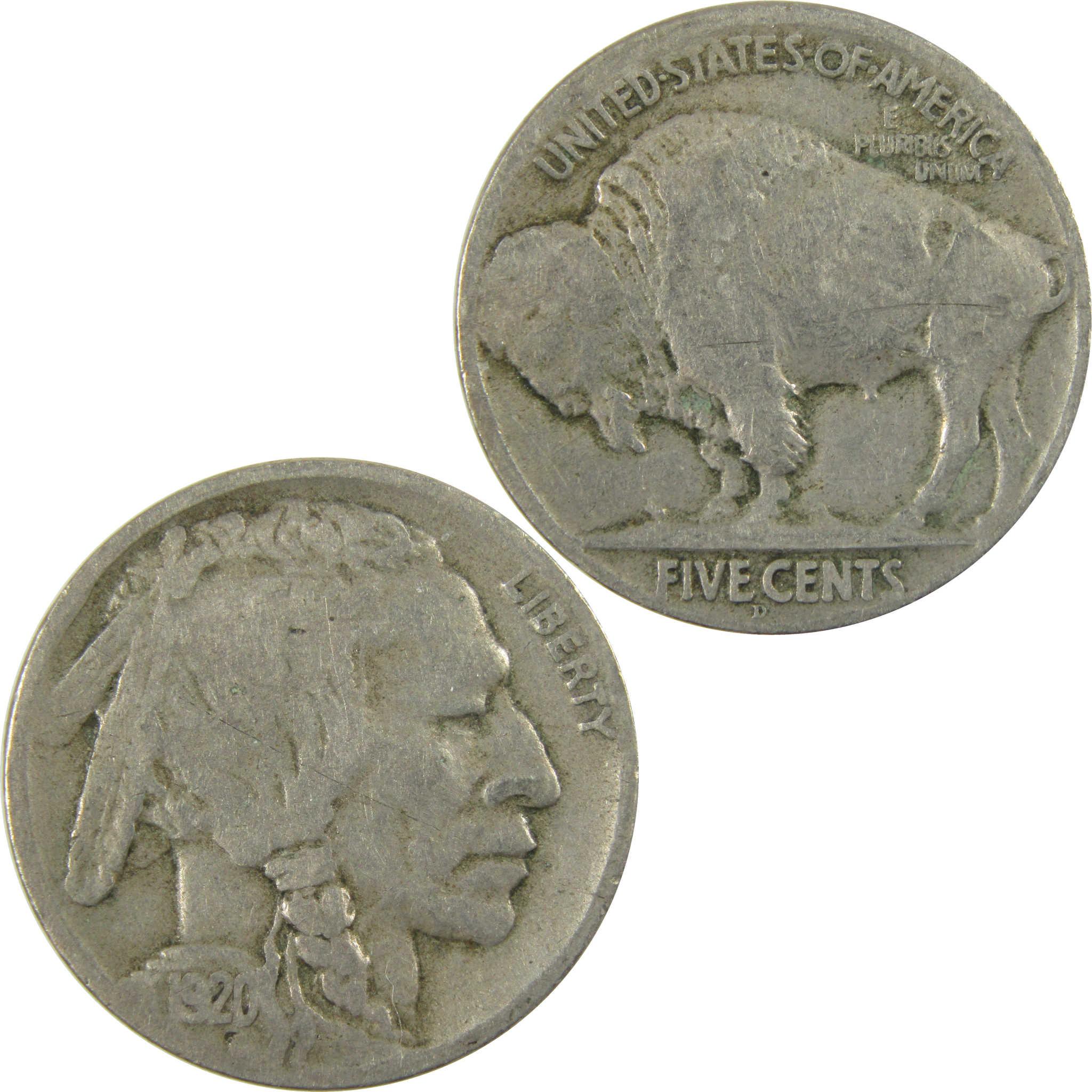1920 D Indian Head Buffalo Nickel VG Very Good Details SKU:I28212