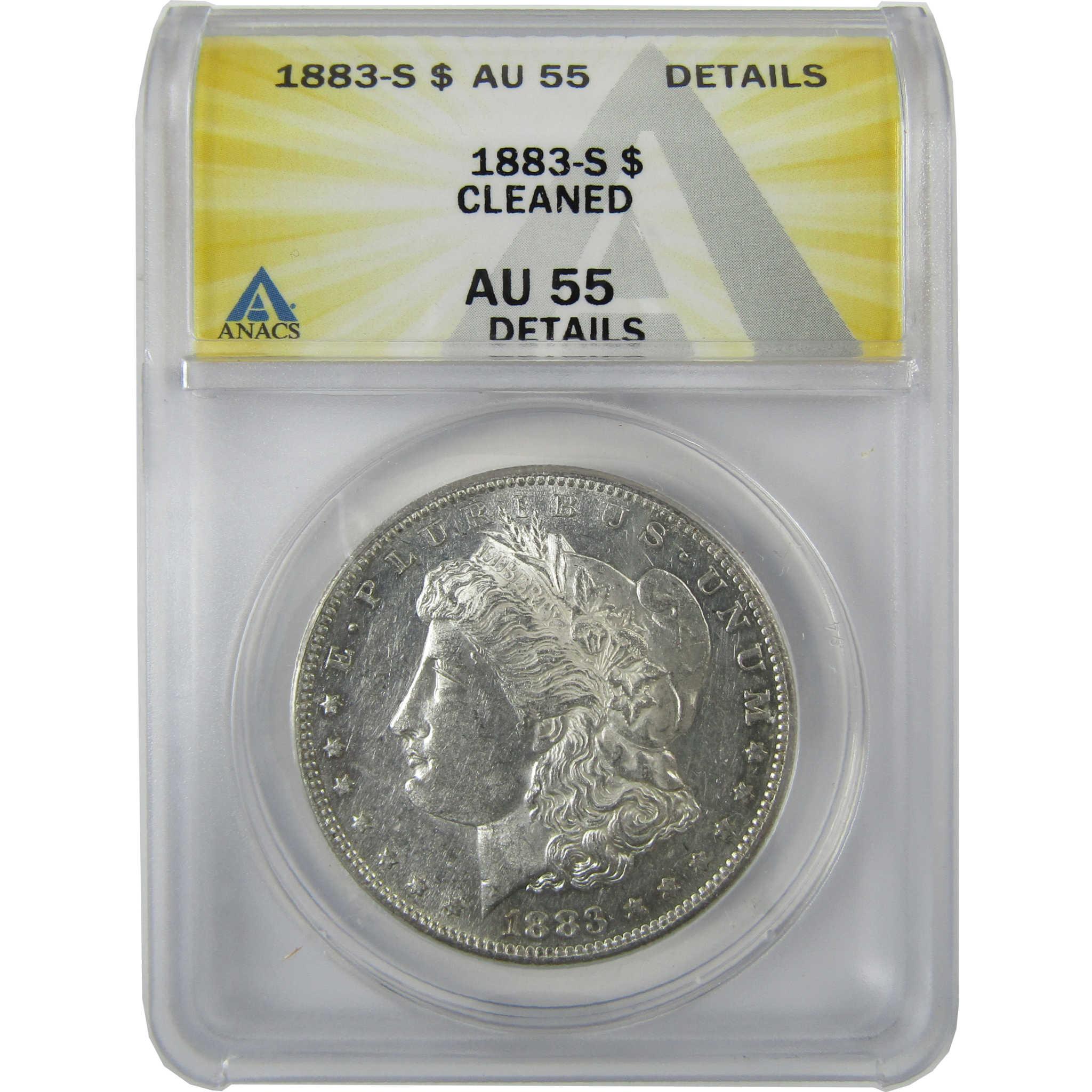 1883 S Morgan Silver Dollar AU 55 Details ANACS $1 Coin SKU:CP594 - Morgan coin - Morgan silver dollar - Morgan silver dollar for sale - Profile Coins & Collectibles