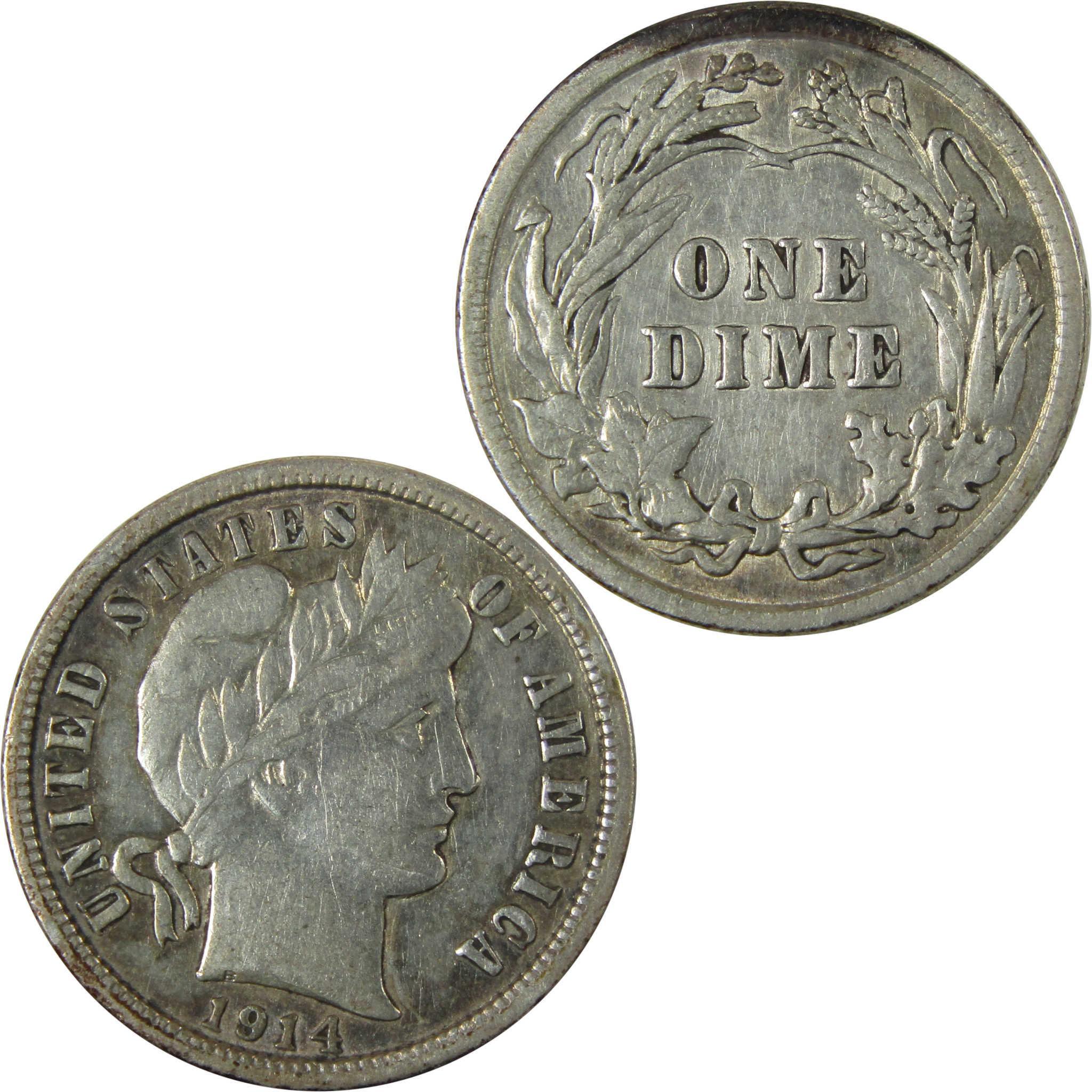 1914 Barber Silver Dime XF EF Extremely Fine Details SKU:CP976
