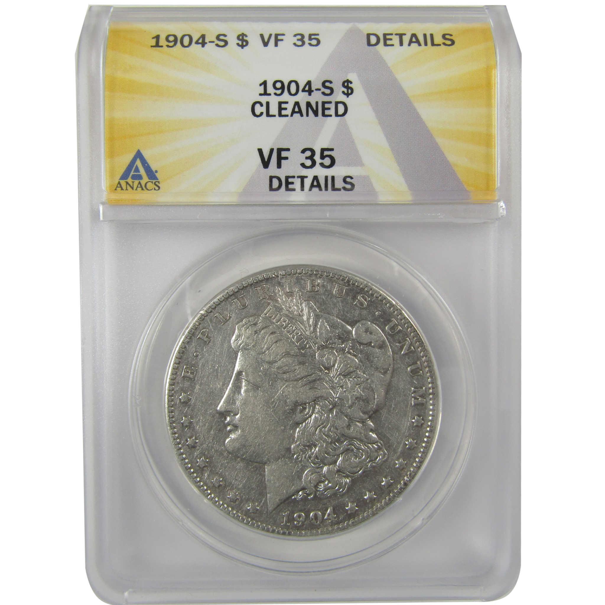 1904 S Morgan Dollar VF 35 Details ANACS Silver $1 Coin SKU:I21177 - Morgan coin - Morgan silver dollar - Morgan silver dollar for sale - Profile Coins & Collectibles