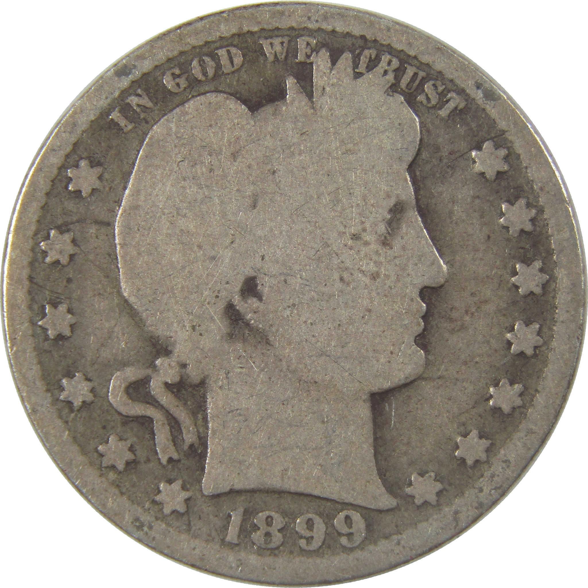 1899 S Barber Silver Quarter Circulated 25c Coin Collectible