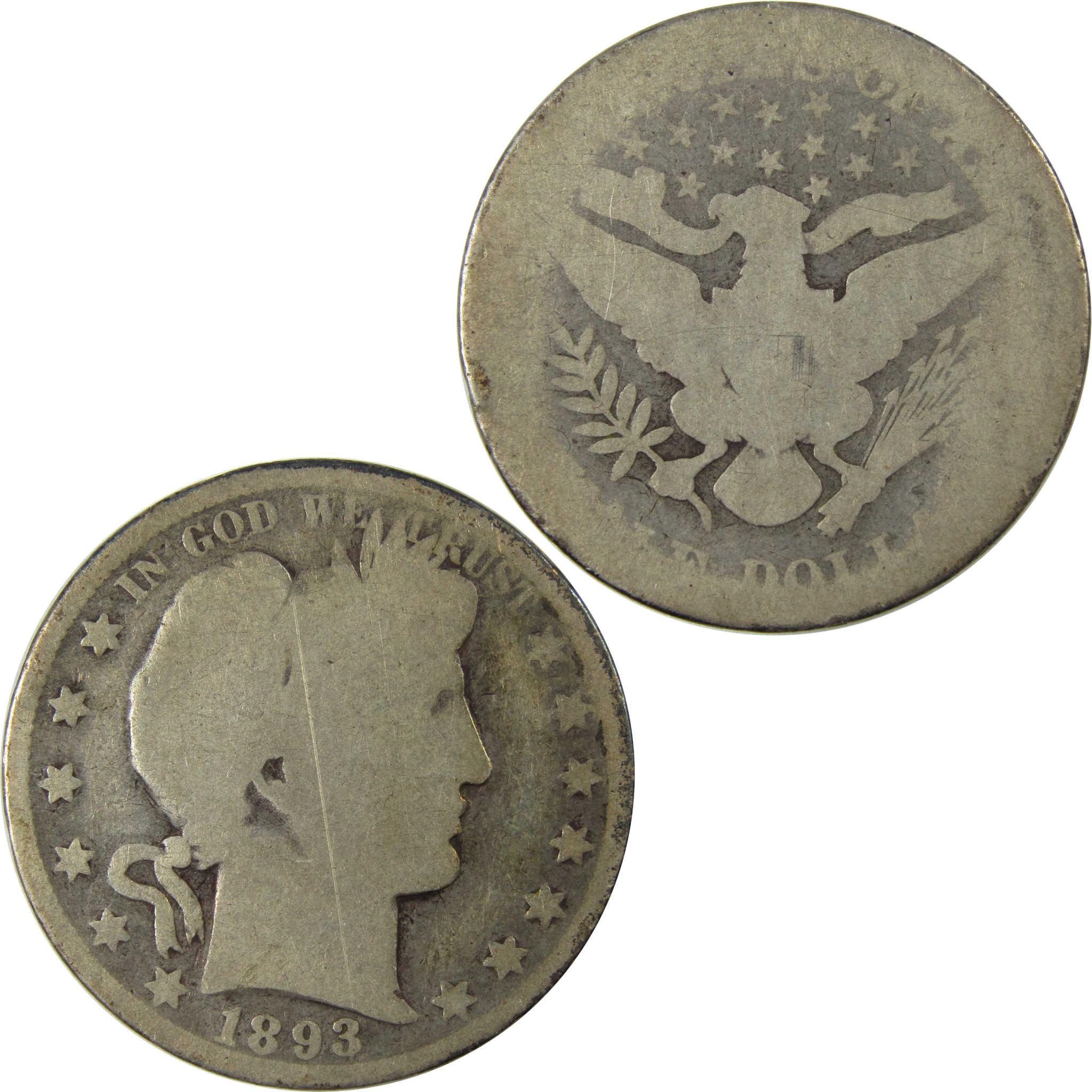 1893 Barber Silver Half Dollar AG About Good 50c Coin SKU:I25970