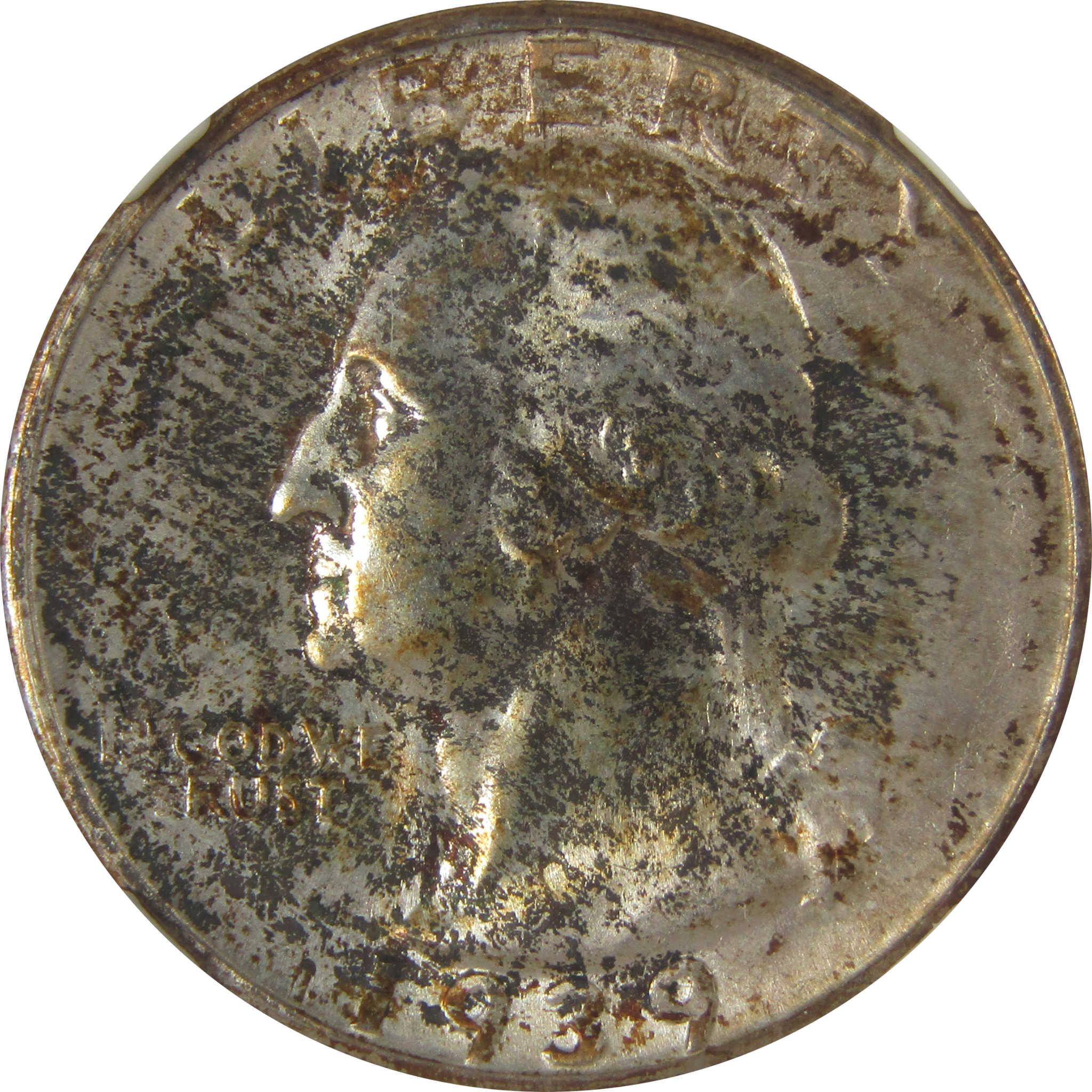 1939 S Washington Quarter MS 65 NGC Bag Fragment Toned SKU:I22595