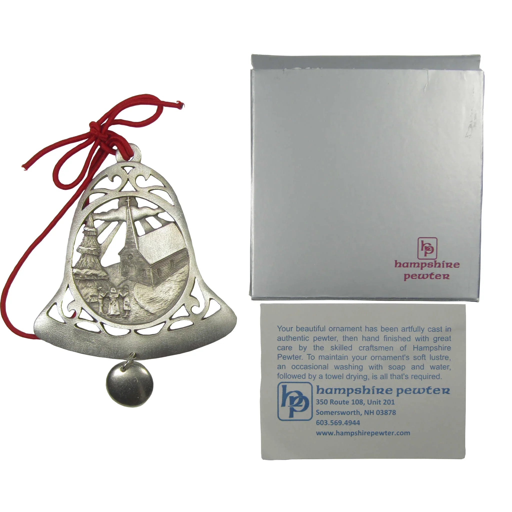 Church Bell Pewter Christmas Tree Ornament Holiday Decoration