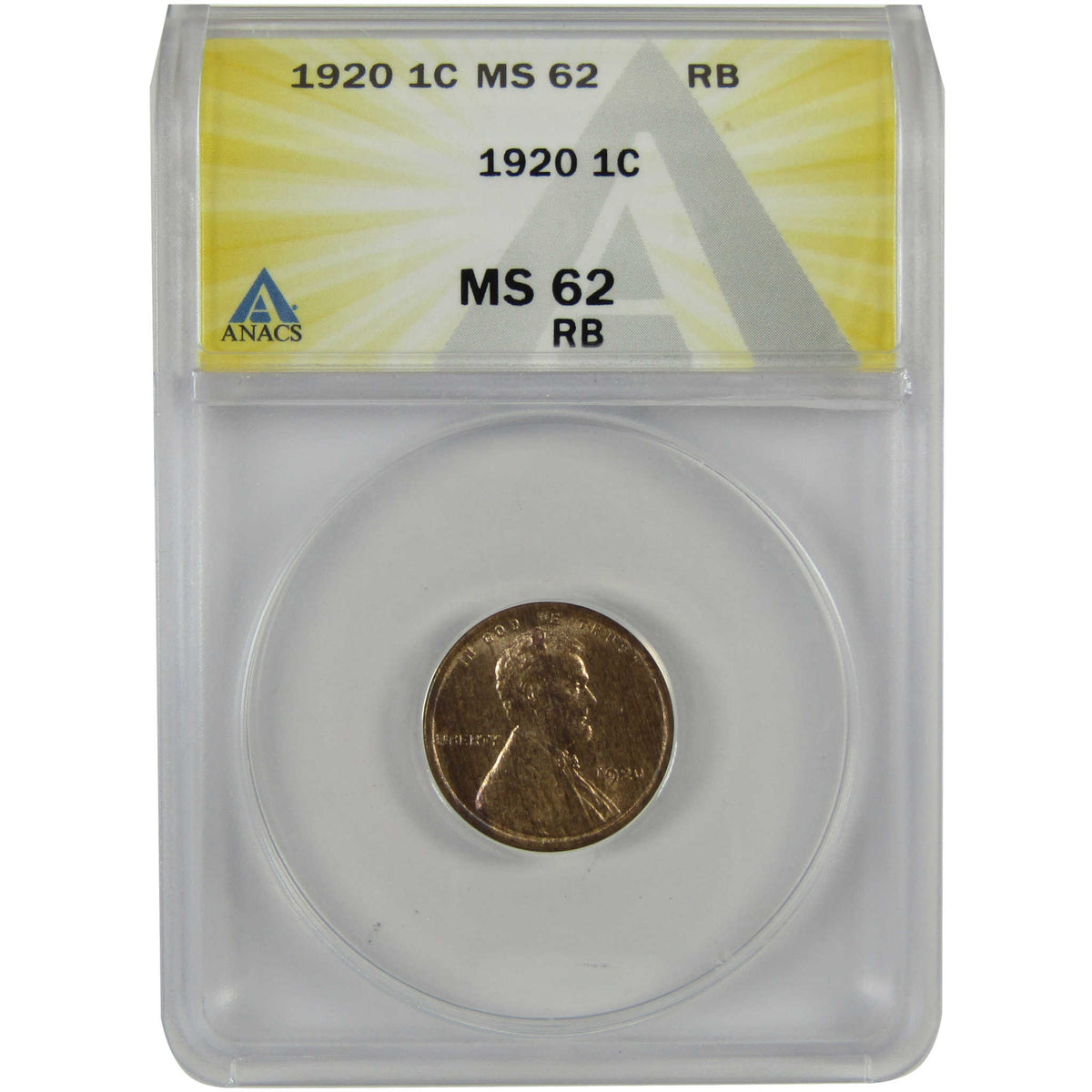 1920 Lincoln Wheat Cent MS 62 RB ANACS Penny 1c Coin SKU:I28751