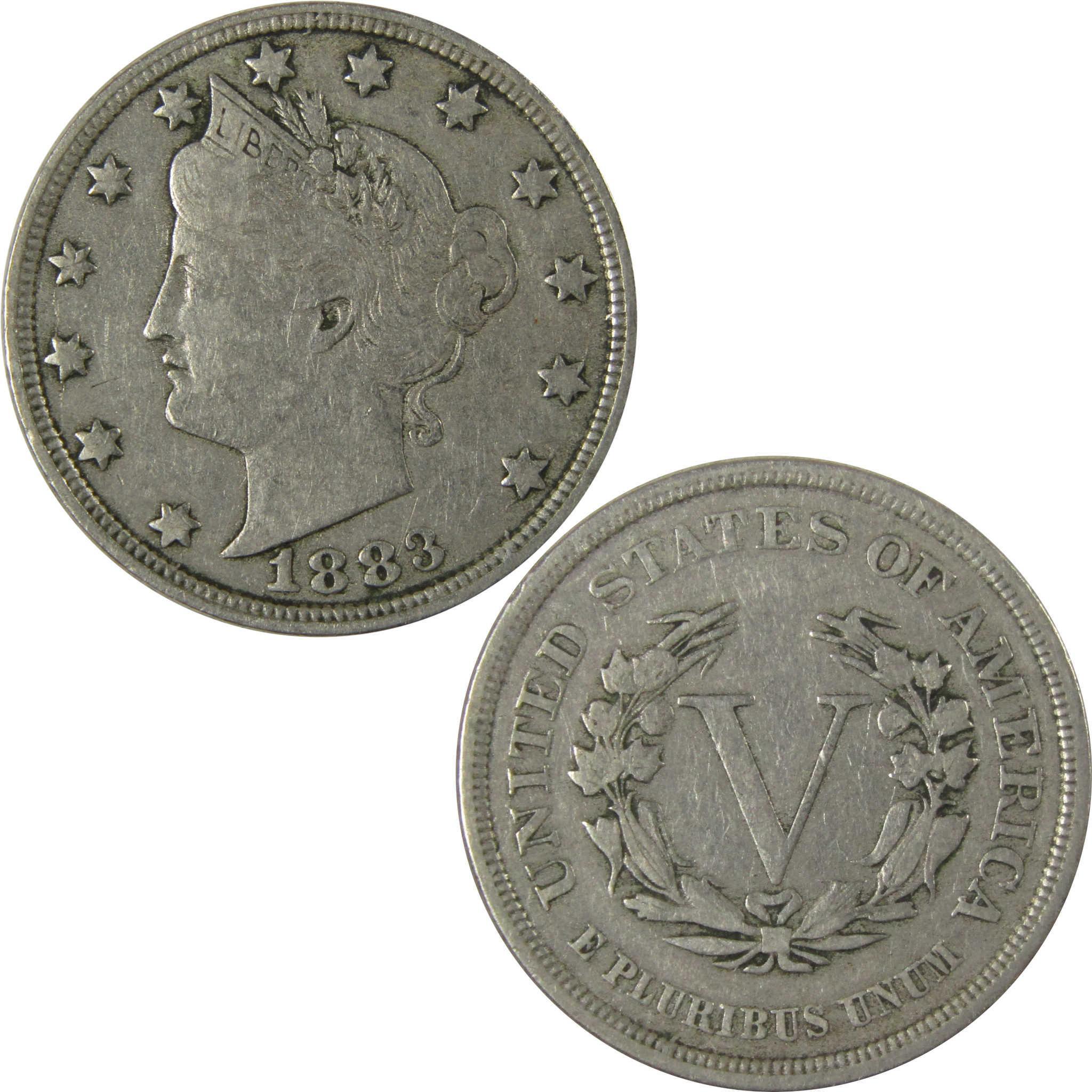 1883 No Cents Liberty Head V Nickel VF Very Fine 5c Coin SKU:I26530