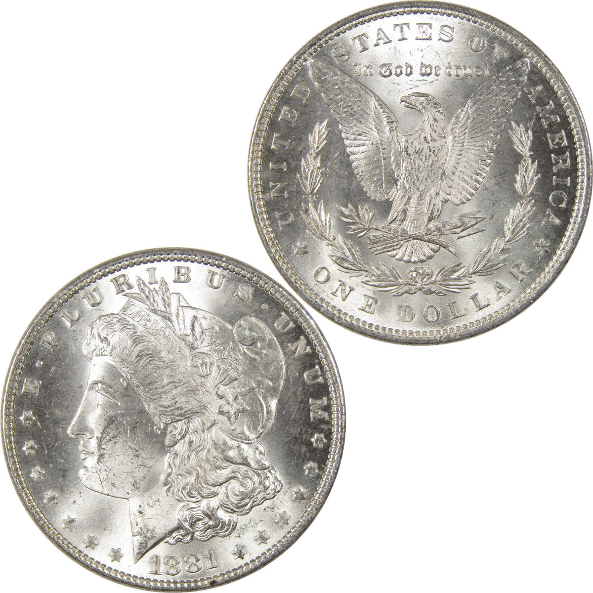 1881 Morgan Silver Dollar Uncirculated Mint State $1 Coin Collectible - Morgan coin - Morgan silver dollar - Morgan silver dollar for sale - Profile Coins & Collectibles