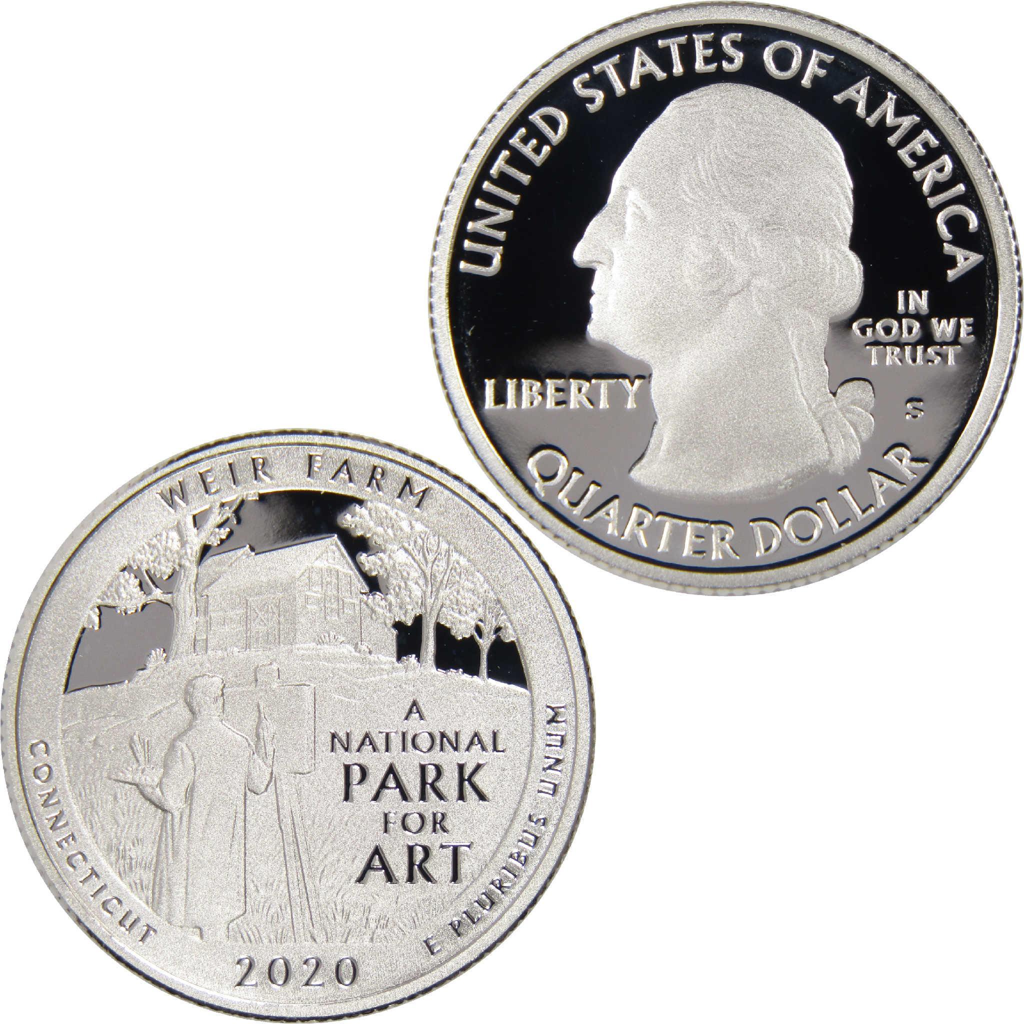 2020 Weir Farm Connecticut quarter, proof collectible coin with art park design