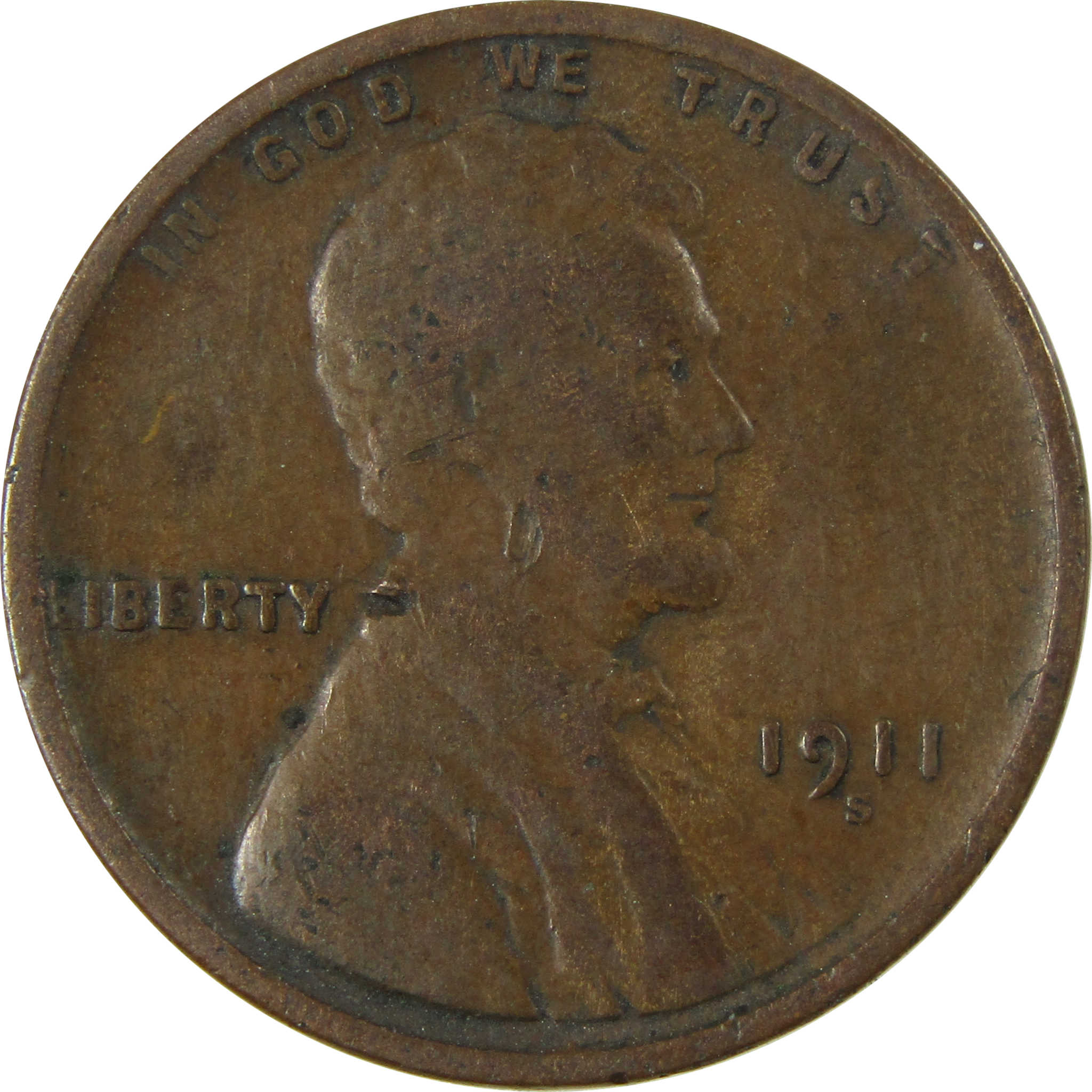 1911 S Lincoln Wheat Cent F Fine Details Penny 1c Coin SKU:I26373