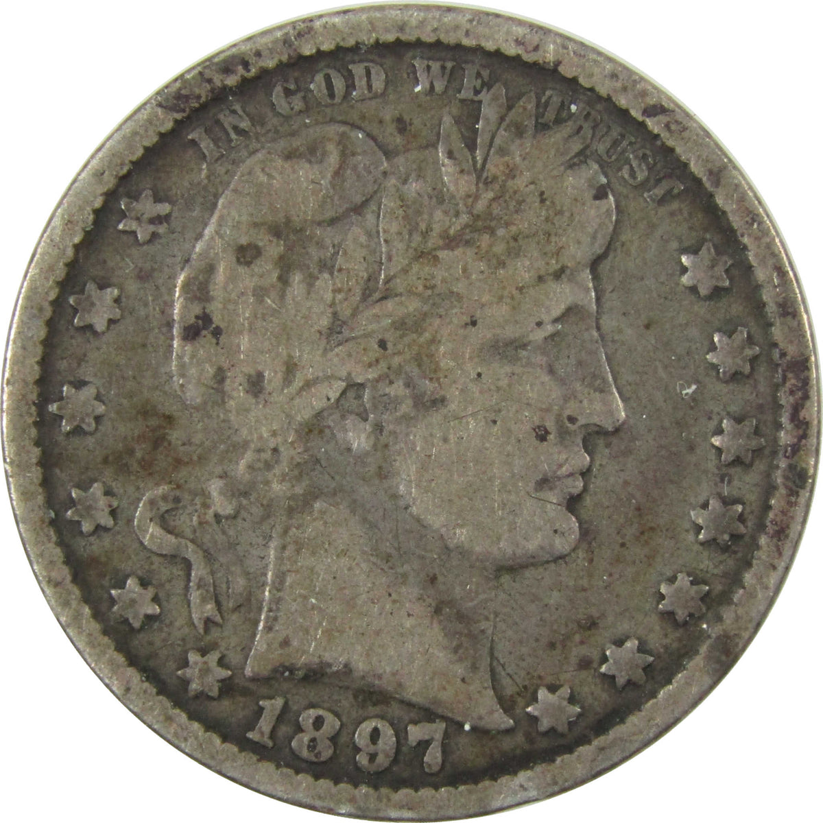 1897 Barber Silver Quarter VG Very Good 25c Coin SKU:I28534