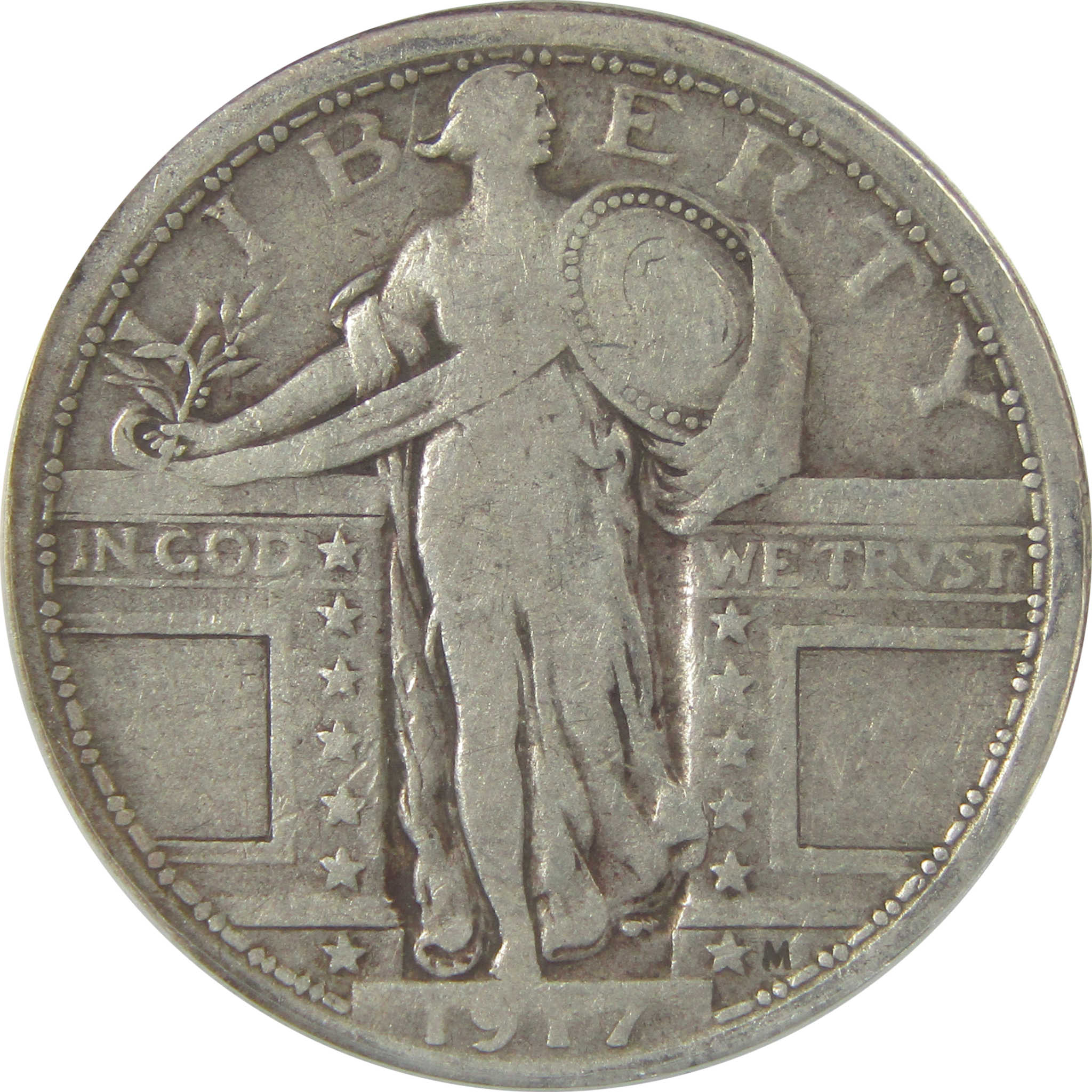 1917 Type 1 Standing Liberty Quarter VF 25 ANACS Silver SKU:I22222
