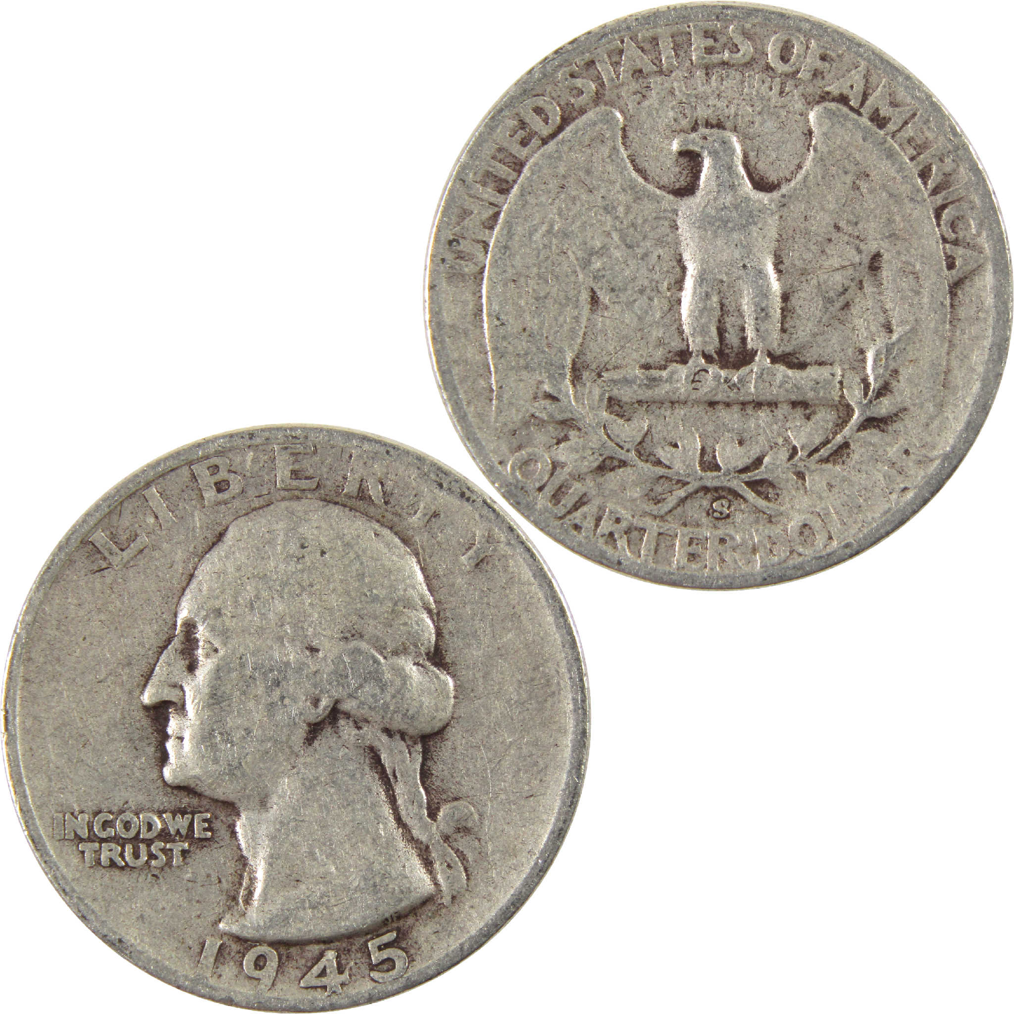 1945 S Washington Quarter VG Very Good Silver 25c Coin