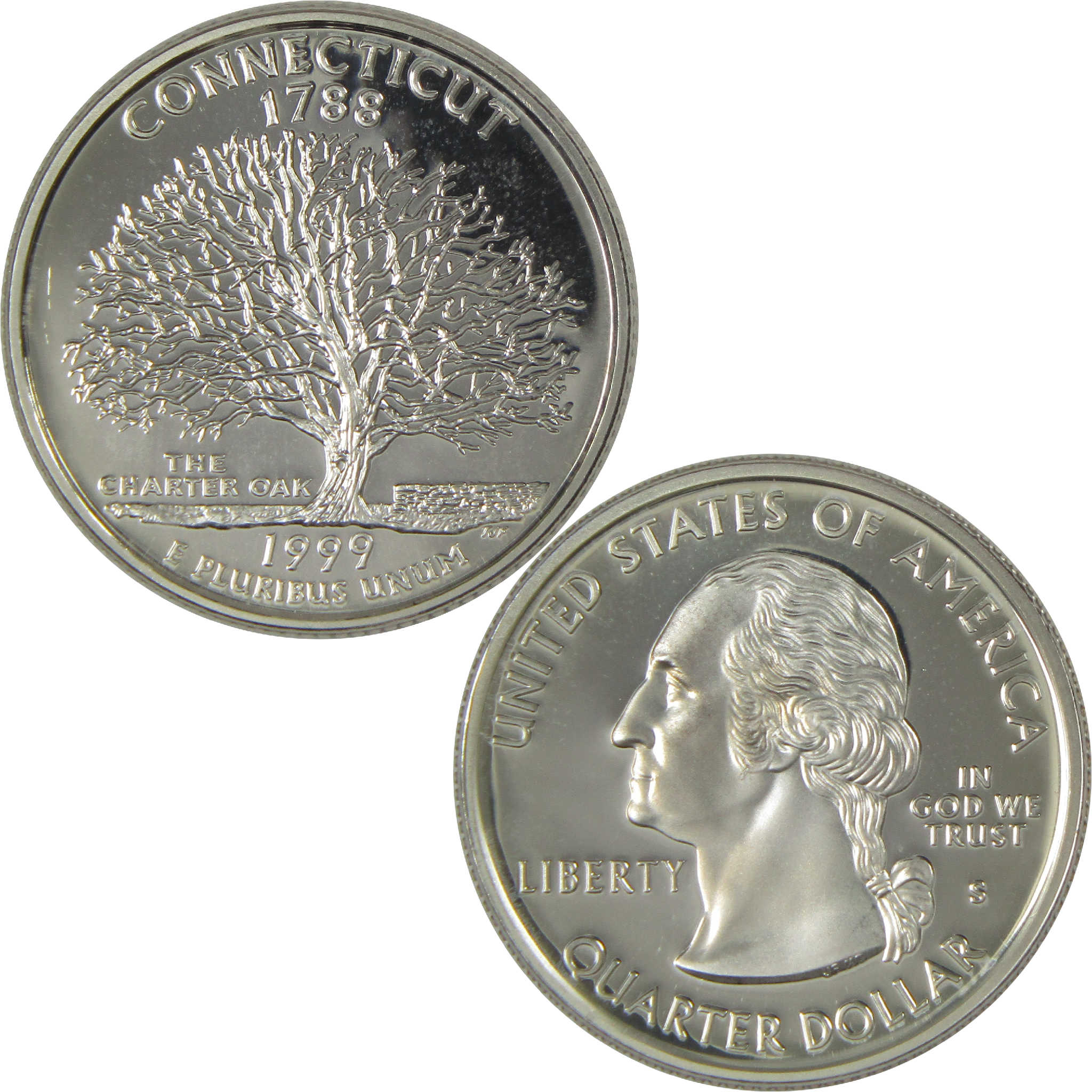 1999 S Connecticut State Quarter Choice Proof Clad 25c Coin
