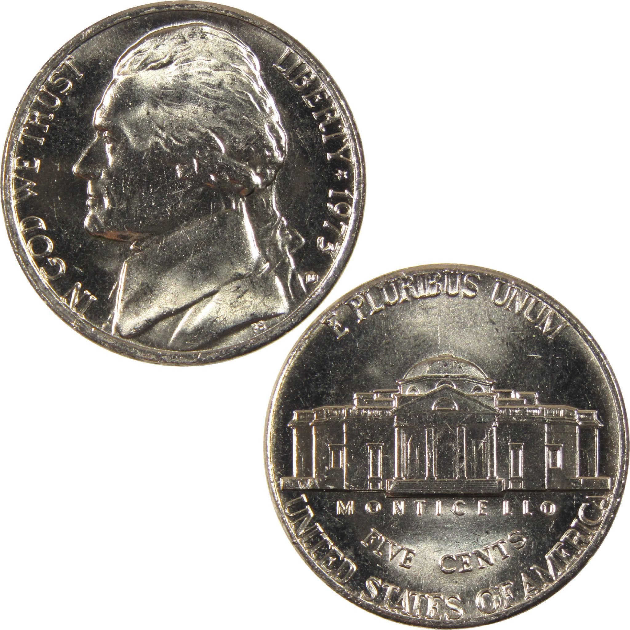 1973 D Jefferson Nickel Uncirculated 5c Coin