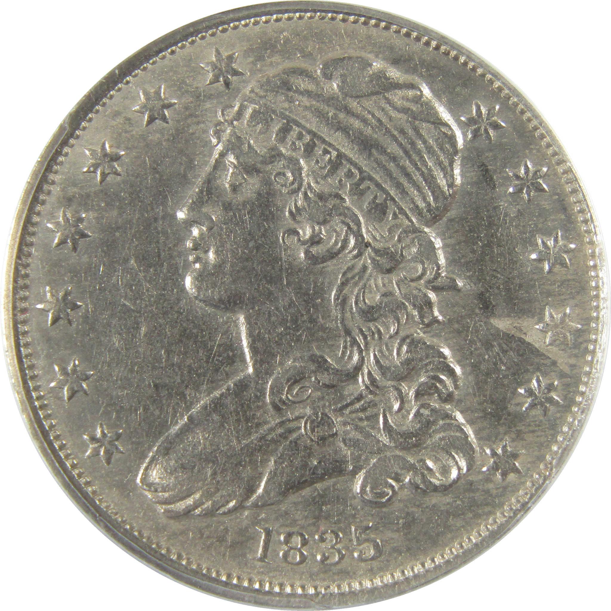 1835 Capped Bust Silver Quarter AU 55 Details ANACS 25c CoinSKU:I28080