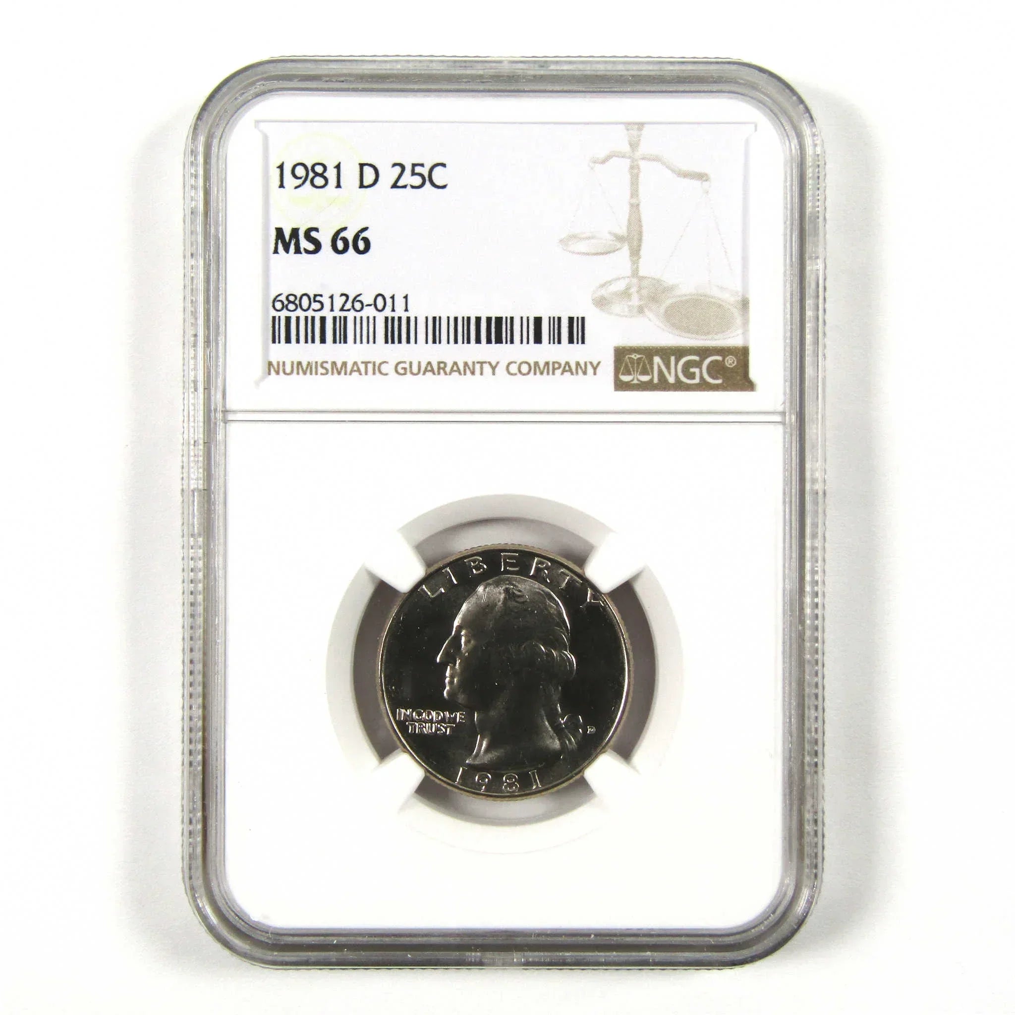 1981 D Washington Quarter MS 66 NGC Clad 25c Uncirculated SKU:I9504