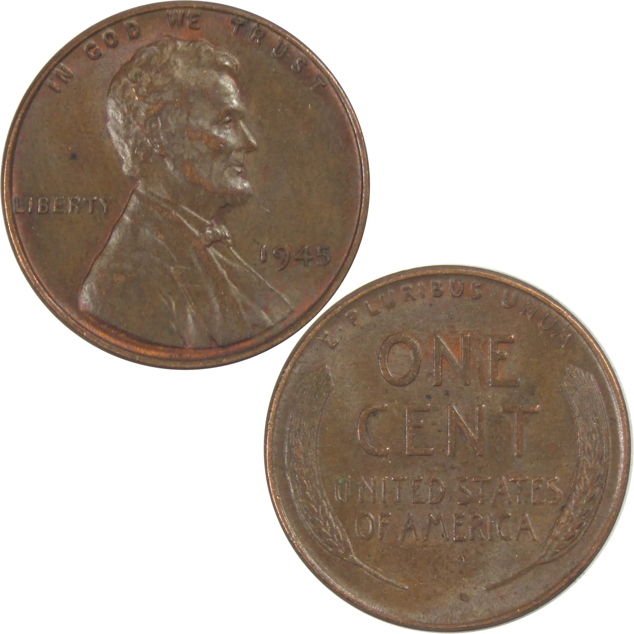 1945 Lincoln Wheat Cent AU About Uncirculated Penny 1c Coin